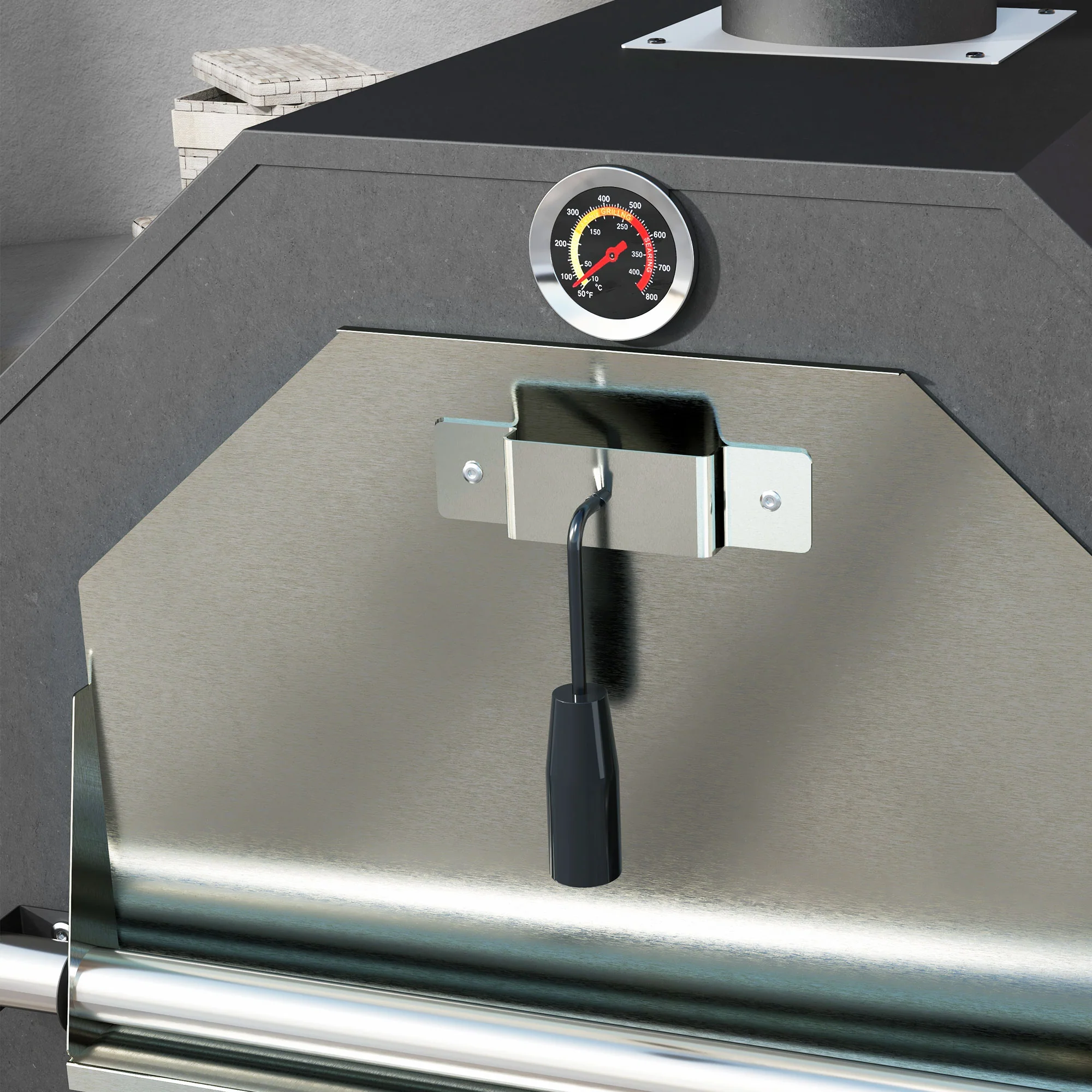 Outsunny Outdoor Pizza Oven Charcoal Grill With Rain Cover, Shelf And Wheels - Image 9