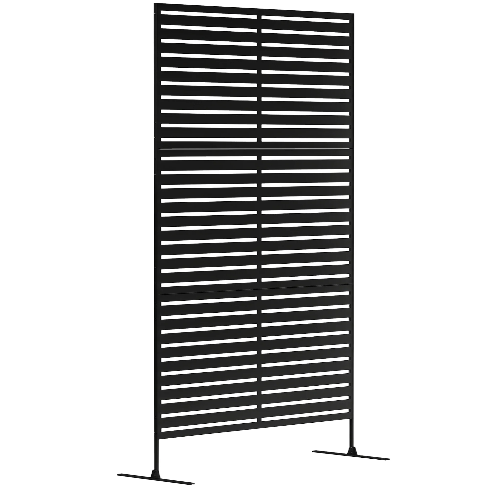 Outsunny Outdoor Privacy Screen, Freestanding Outdoor Divider, Striped Black