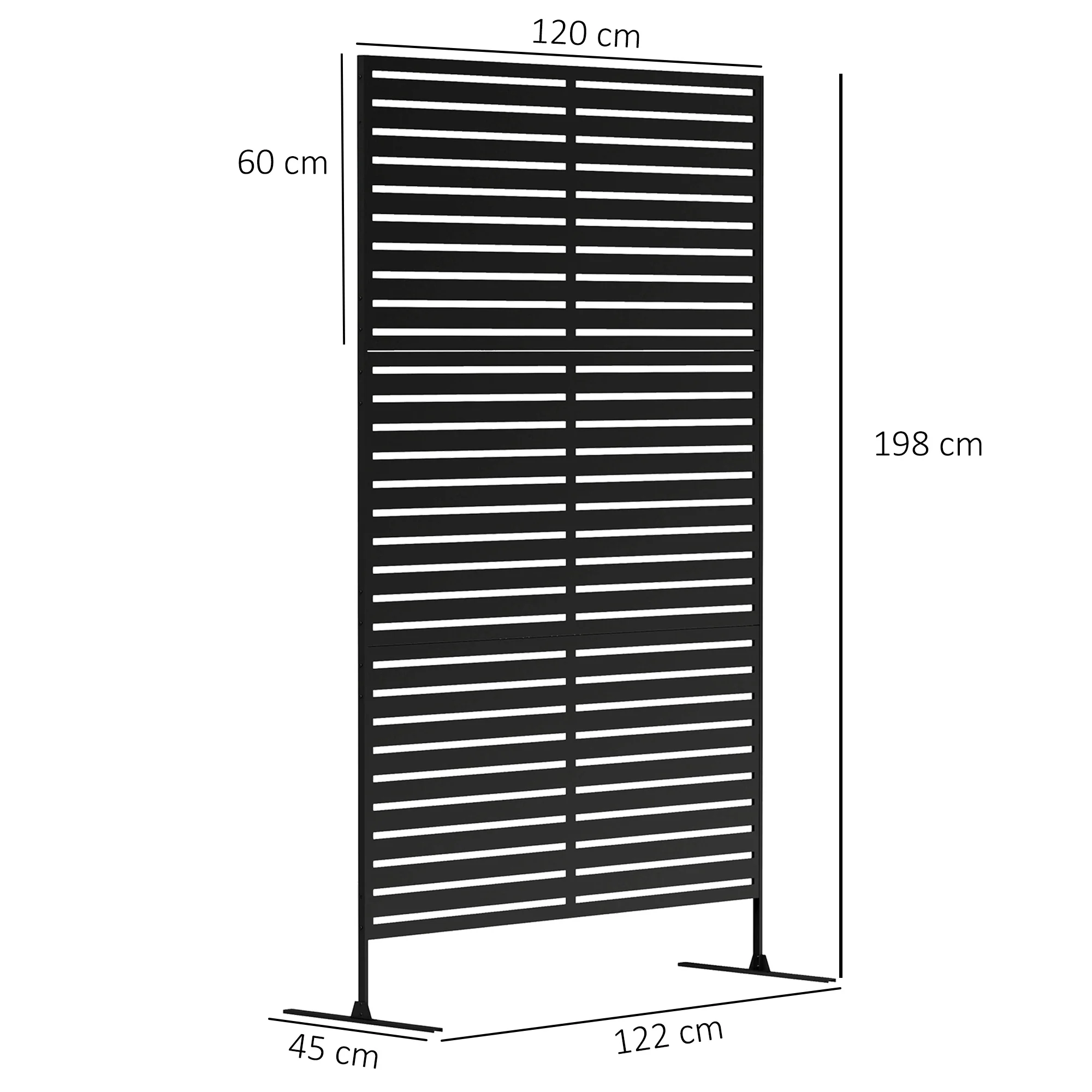Outsunny Outdoor Privacy Screen, Freestanding Outdoor Divider, Striped Black - Image 3