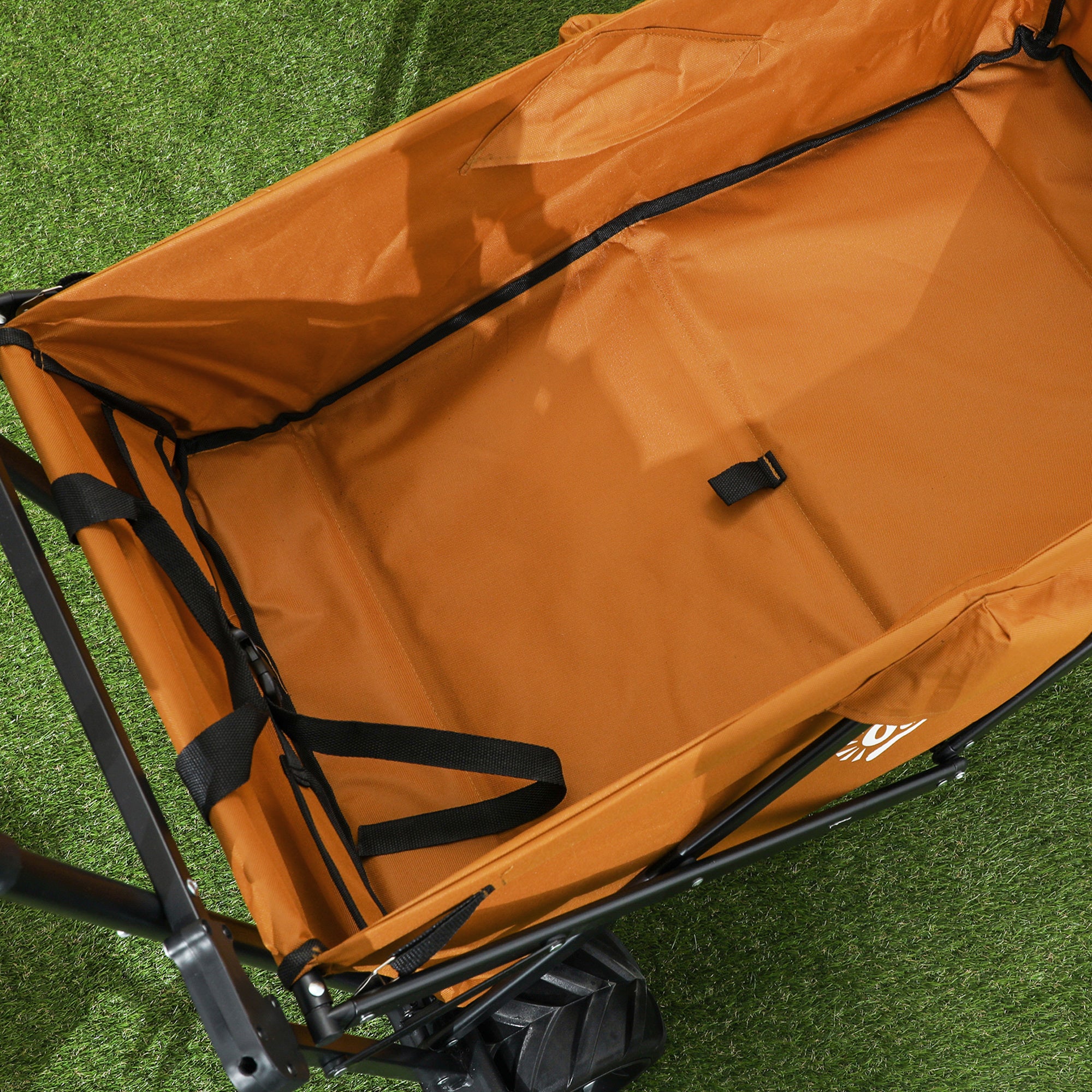 Outsunny Outdoor Push Pull Wagon Stroller Cart W/ Canopy Top Orange - Image 8