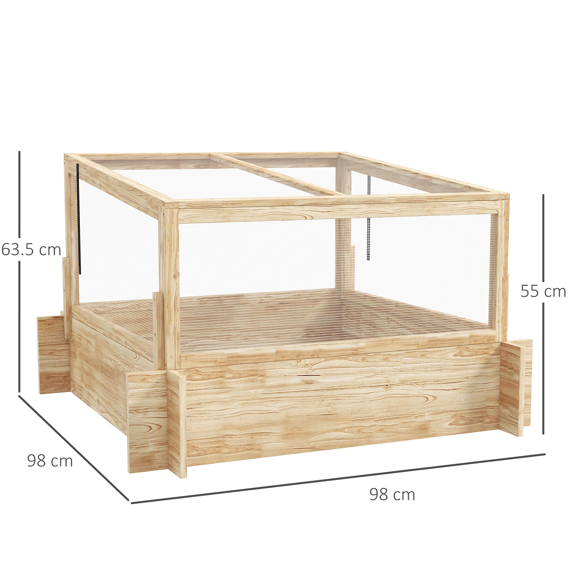 Outsunny Outdoor Raised Garden Bed with Cold Frame Greenhouse and Openable Top - Image 5