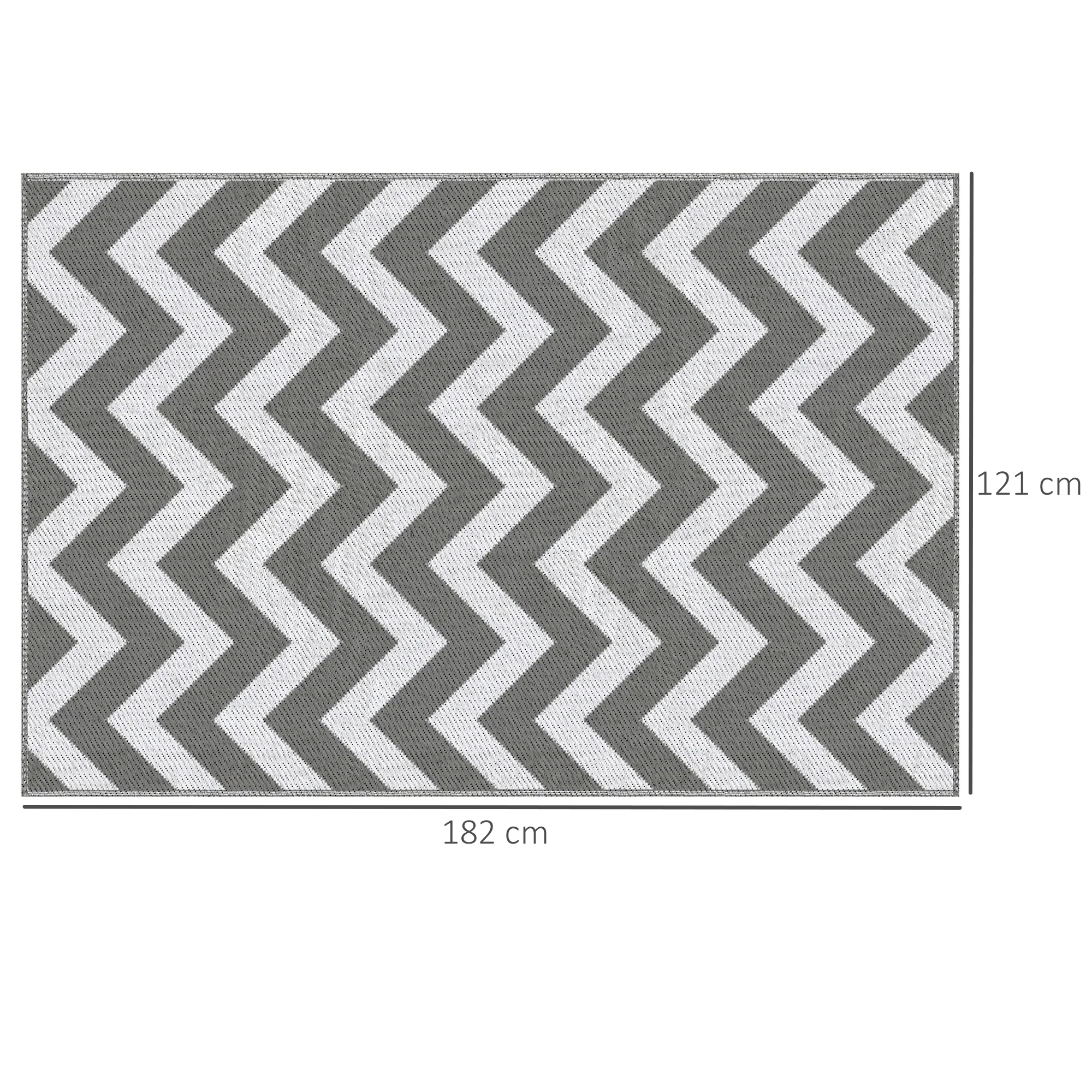 Outsunny Outdoor Rug, 1.2 x 1.8m Patio Floor Mat, Grey & White - Image 5