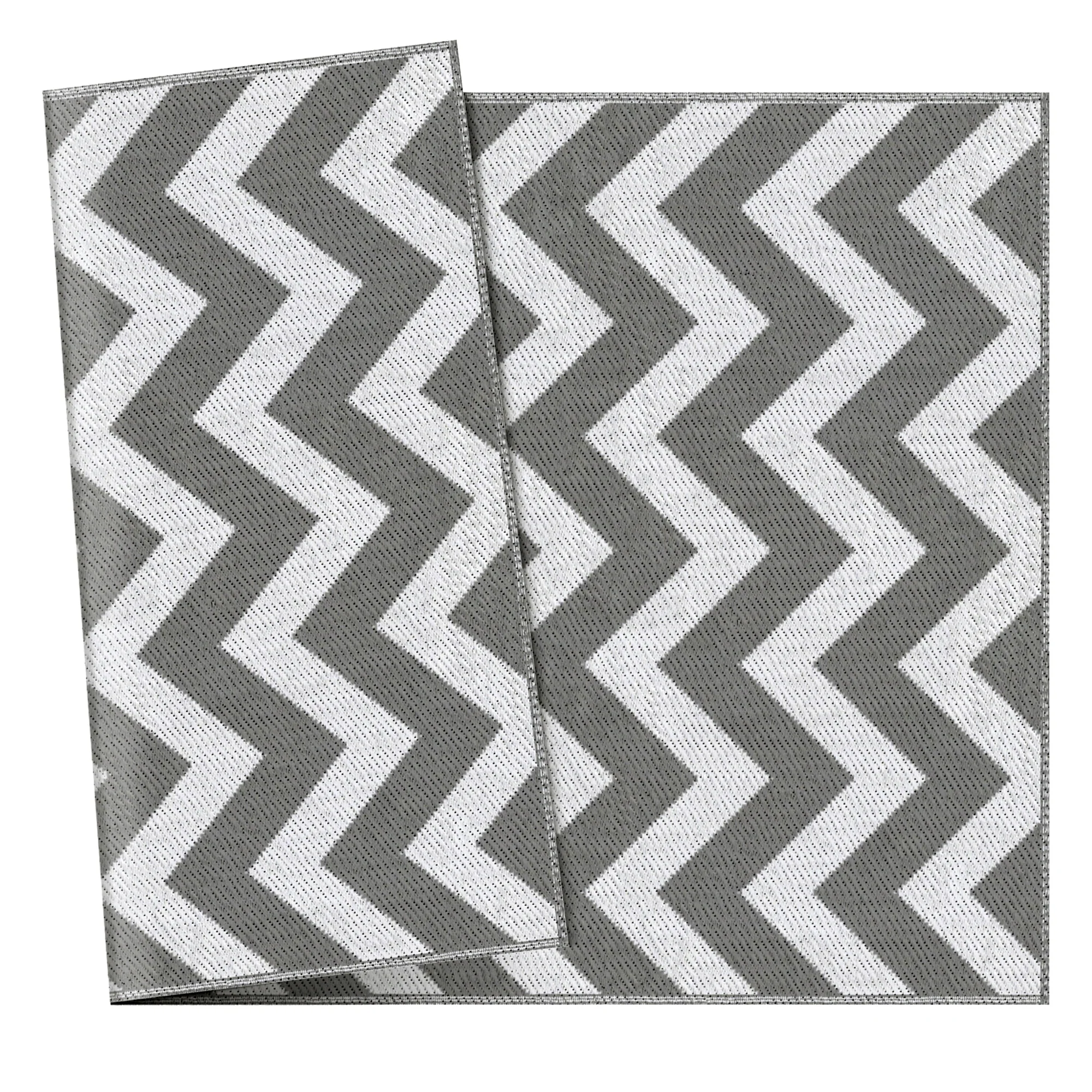 Outsunny Outdoor Rug, 1.2 x 1.8m Patio Floor Mat, Grey & White - Image 8