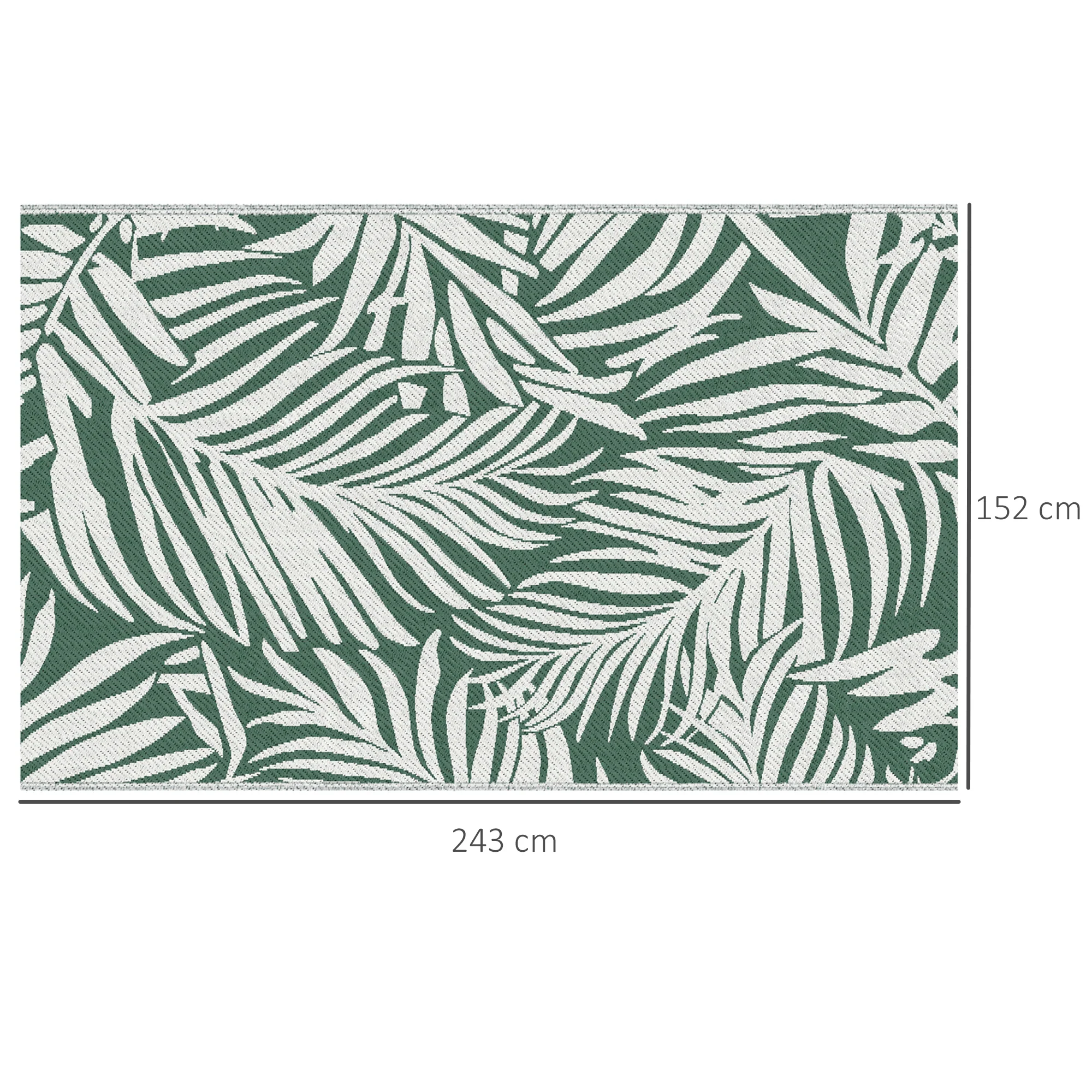 Outsunny Outdoor Rug, 1.5 x 2.4m Patio Floor Mat, Green and White - Image 5