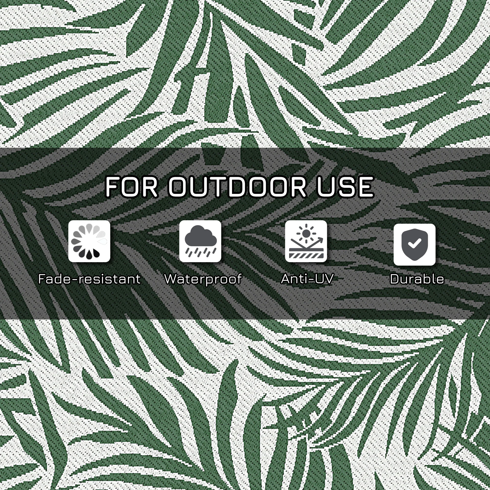 Outsunny Outdoor Rug, 1.5 x 2.4m Patio Floor Mat, Green and White - Image 6