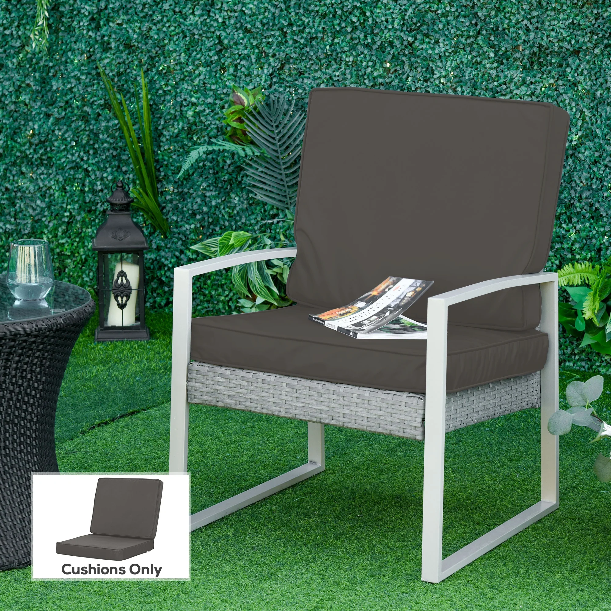 Outsunny Outdoor Seat And Back Cushion Set Replacement Cushions, Dark Grey - Image 2