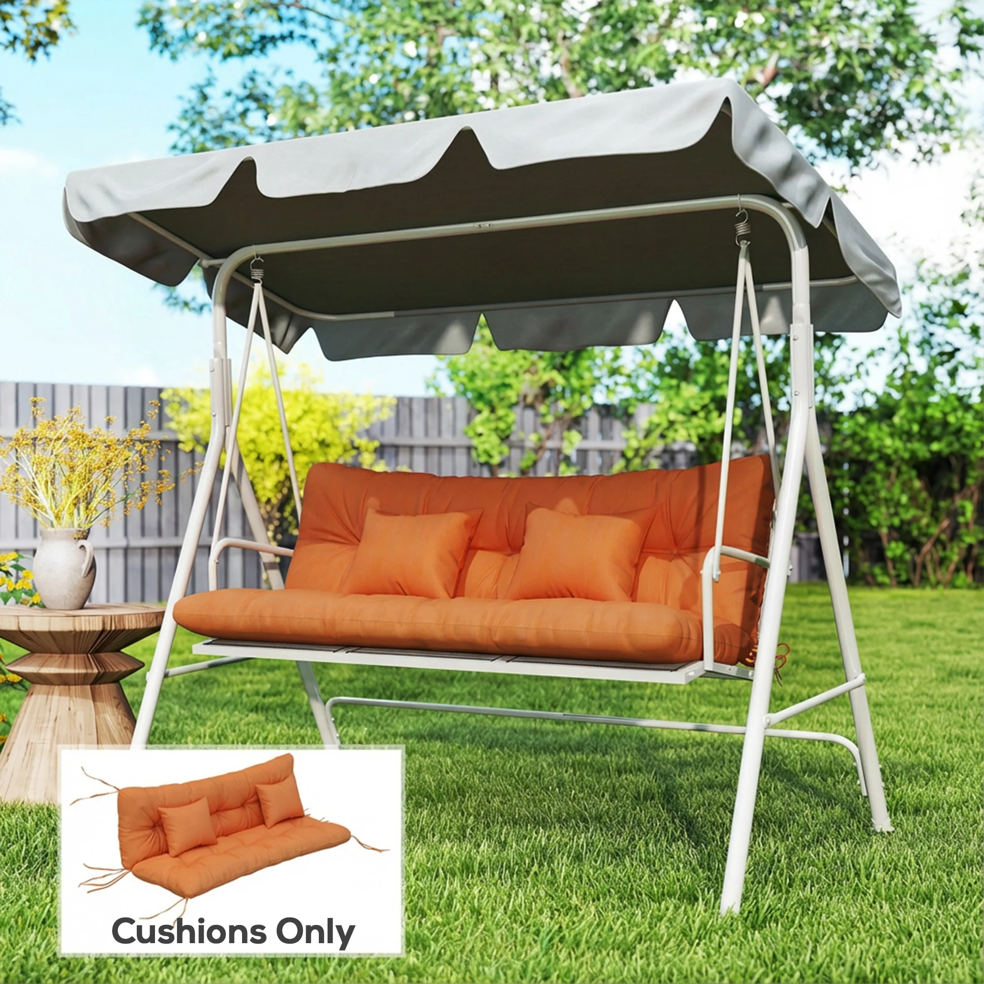 Outsunny Outdoor Seat Cushions Back Cushion with 2 Pillows, Seat Pads - Image 2