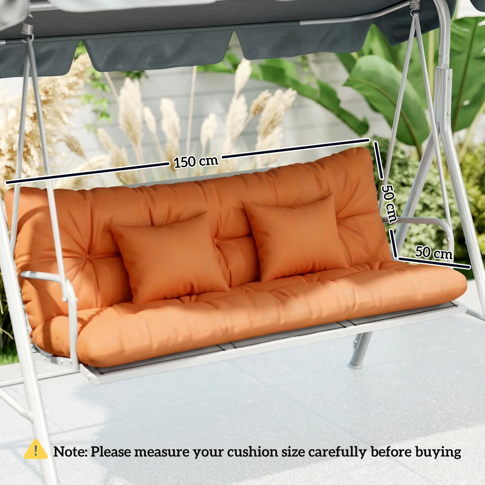 Outsunny Outdoor Seat Cushions Back Cushion with 2 Pillows, Seat Pads - Image 5