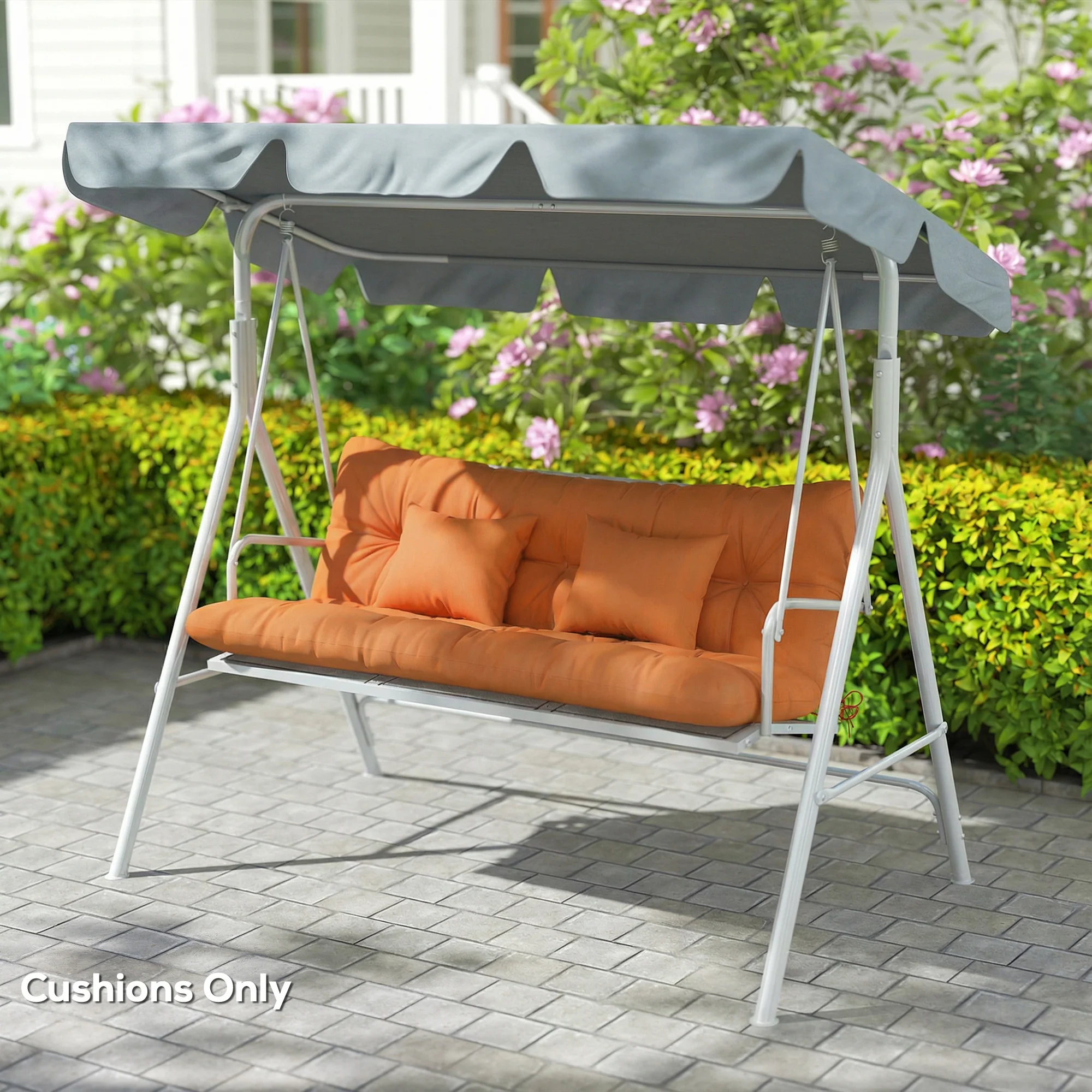 Outsunny Outdoor Seat Cushions Back Cushion with 2 Pillows, Seat Pads - Image 7