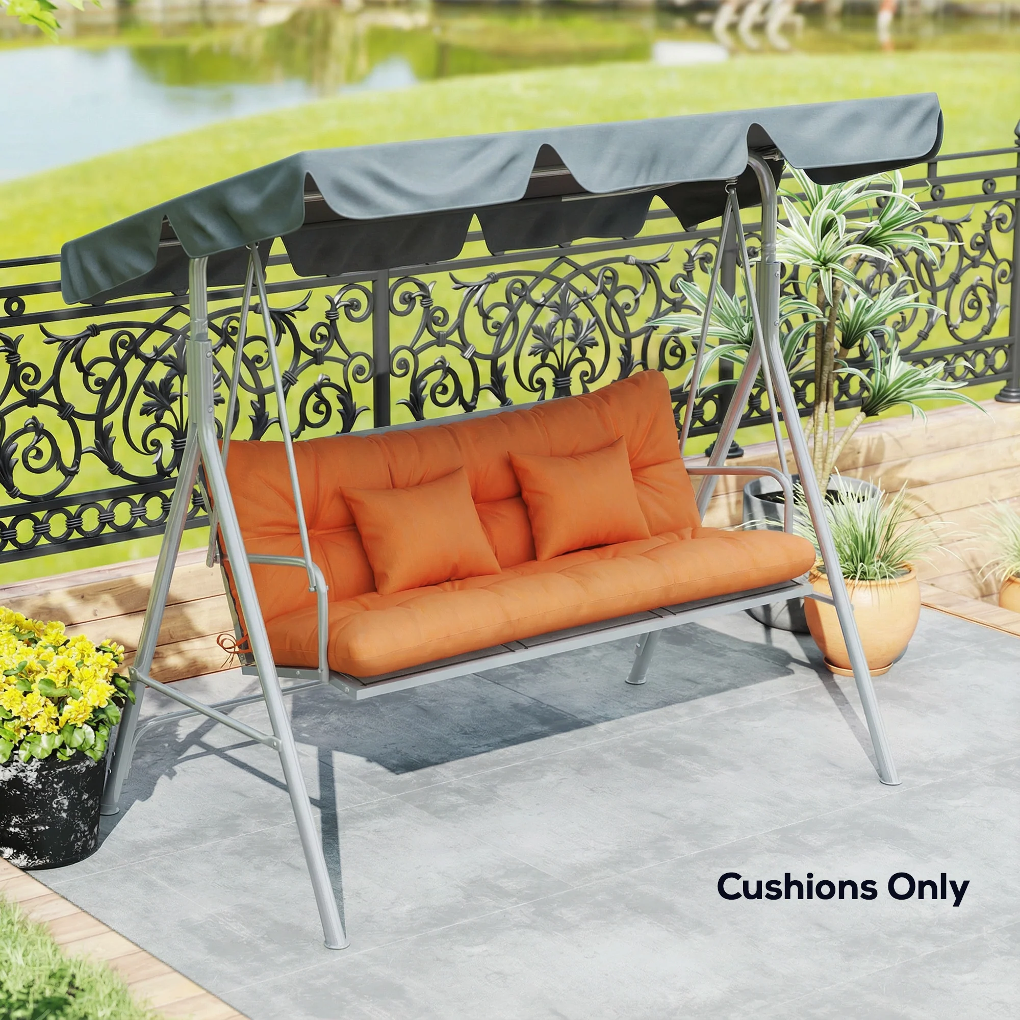 Outsunny Outdoor Seat Cushions Back Cushion with 2 Pillows, Seat Pads - Image 8
