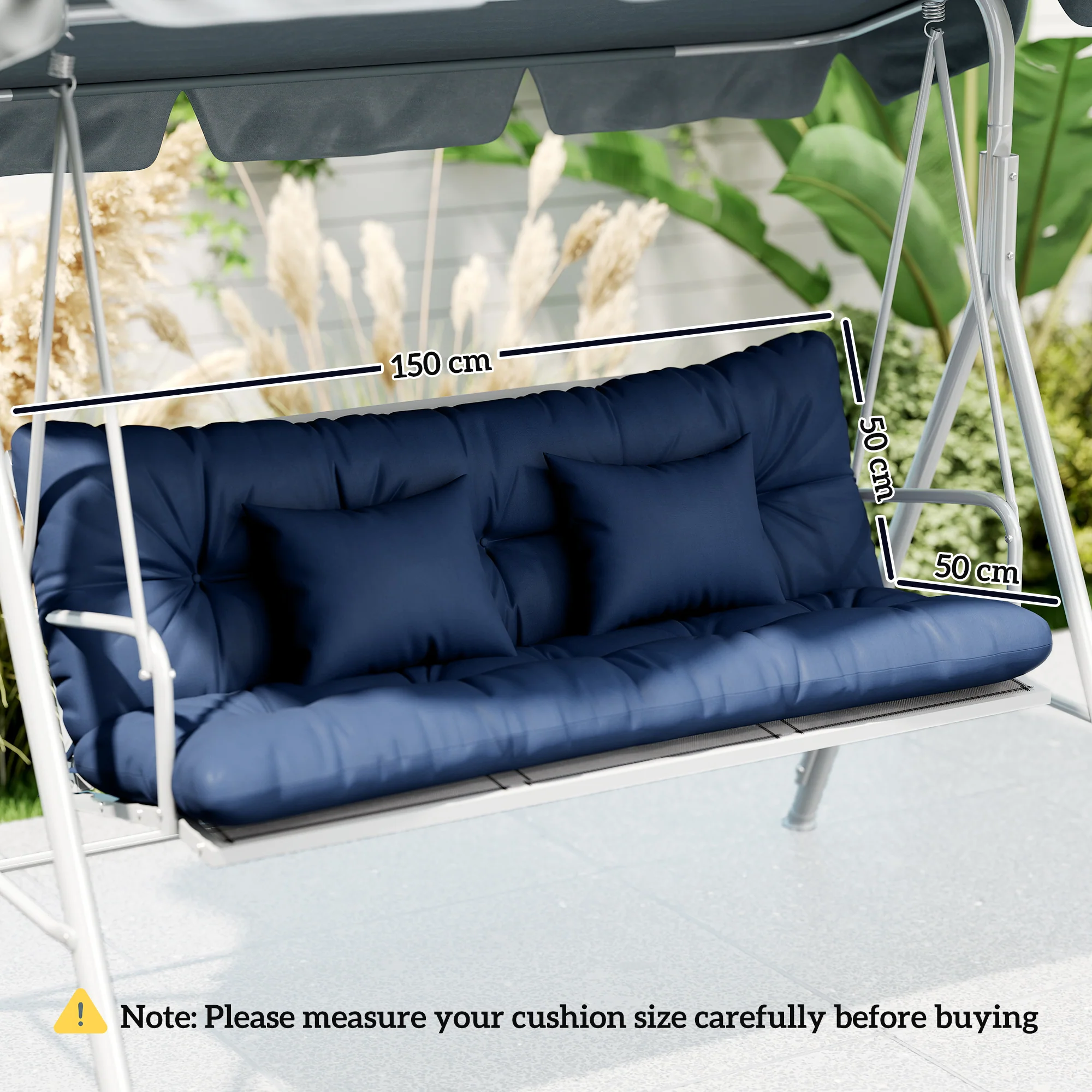 Outsunny Outdoor Seat Cushions Back Cushion with 2 Pillows, Seat Pads - Image 5