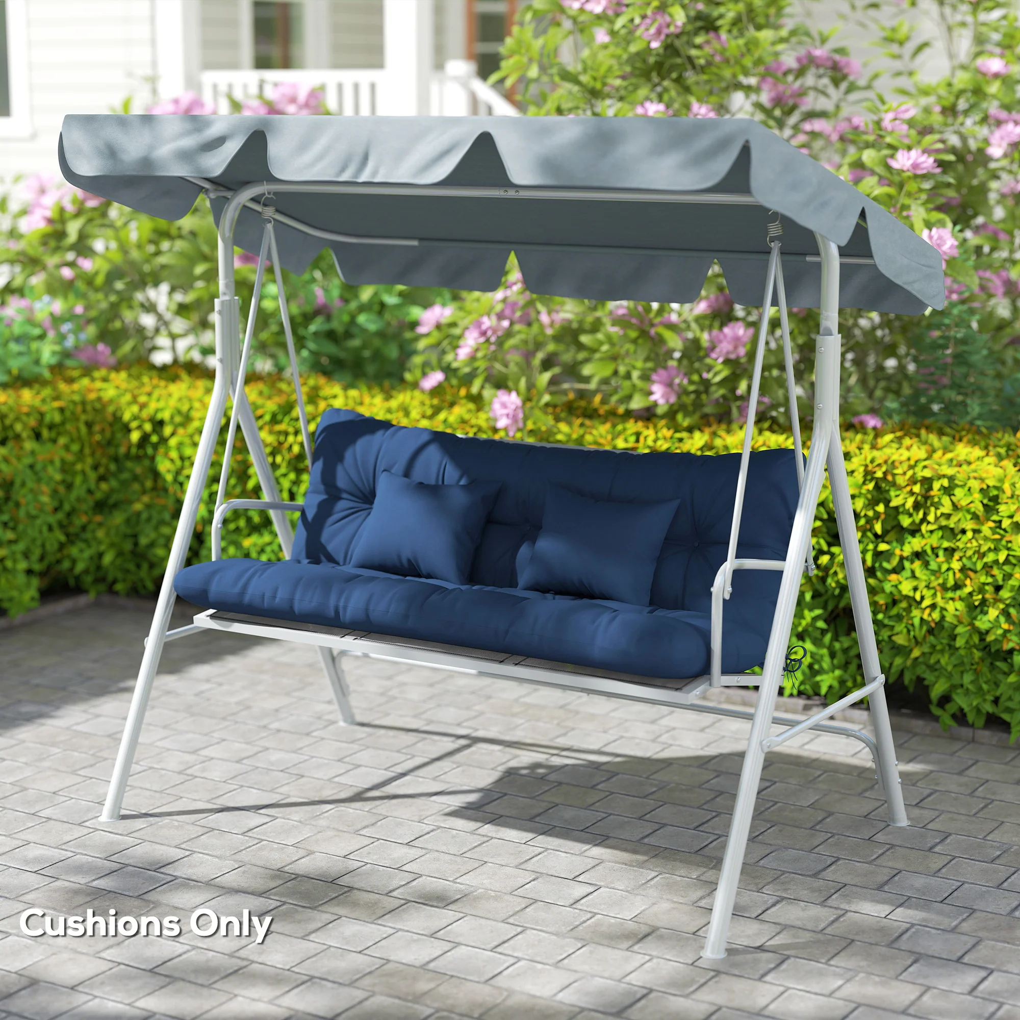 Outsunny Outdoor Seat Cushions Back Cushion with 2 Pillows, Seat Pads - Image 7
