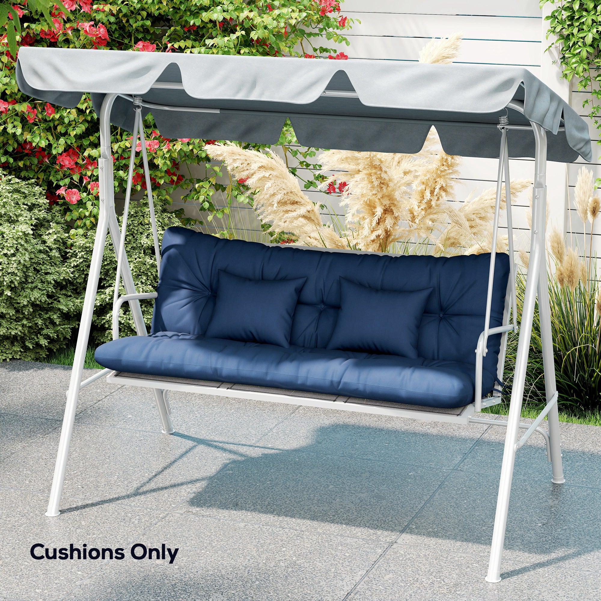 Outsunny Outdoor Seat Cushions Back Cushion with 2 Pillows, Seat Pads - Image 9