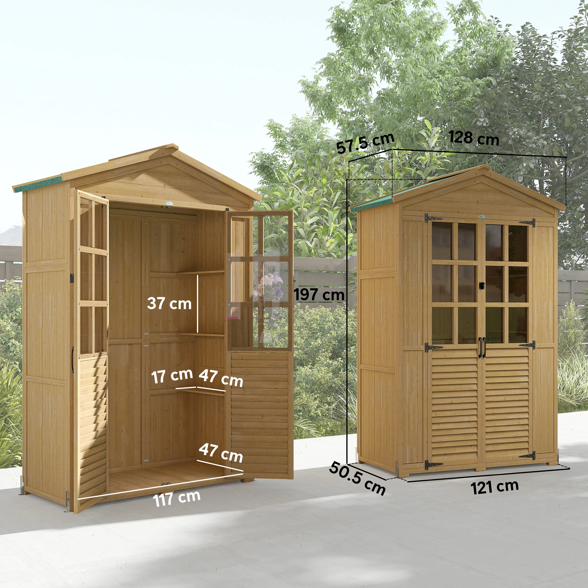 Outsunny Outdoor Storage Cabinet Waterproof Light Brown - Image 3