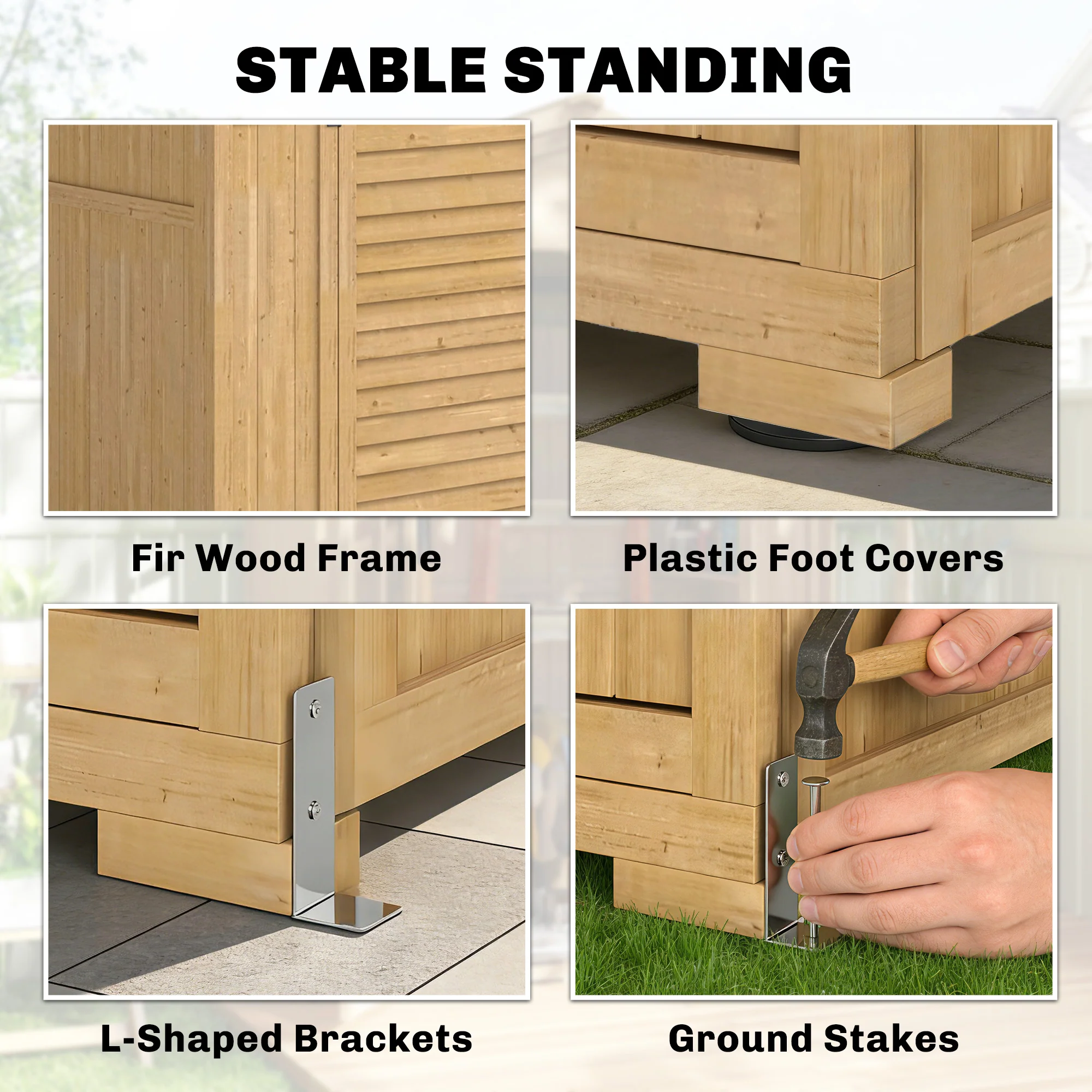 Outsunny Outdoor Storage Cabinet Waterproof Light Brown - Image 7
