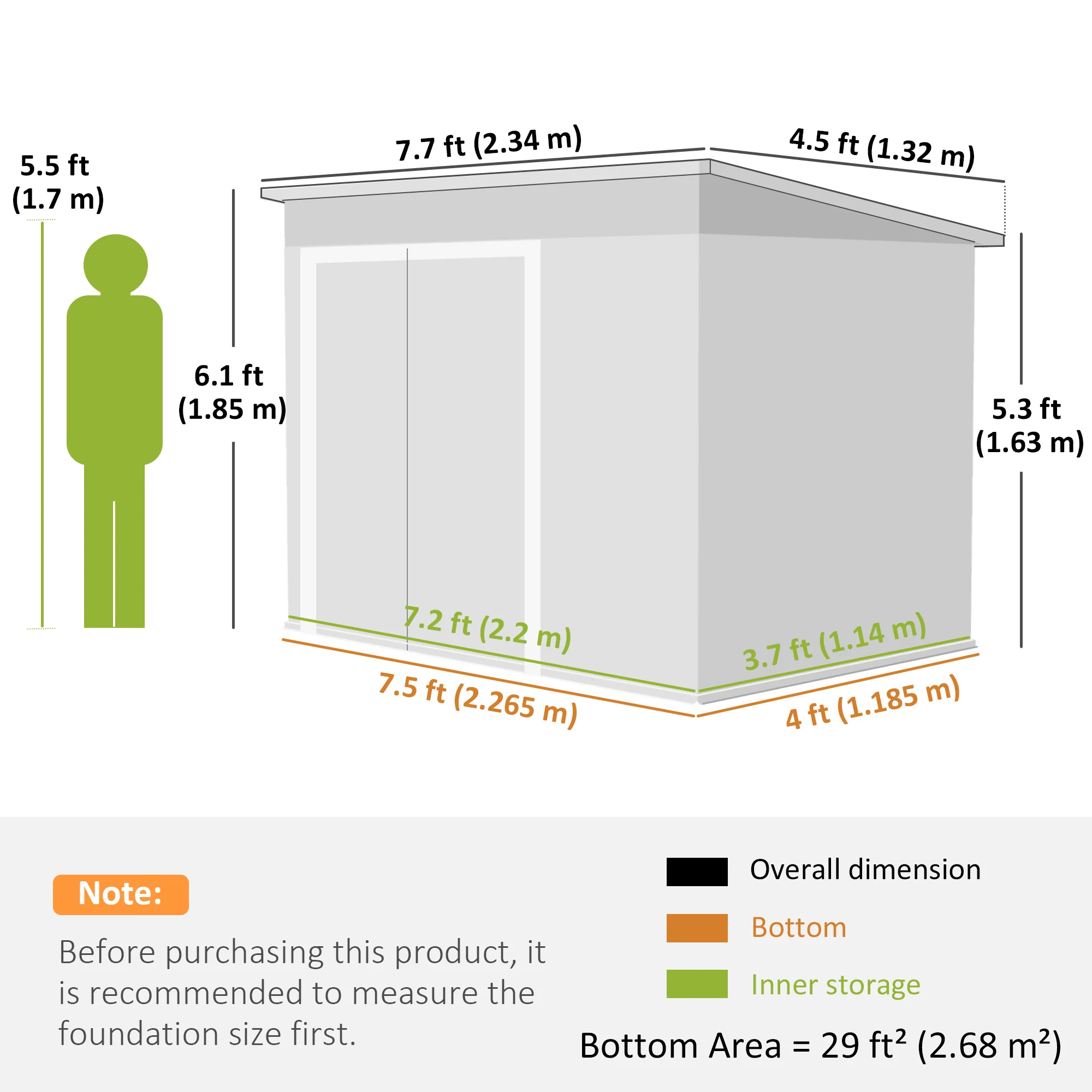 Outsunny Outdoor Storage Shed, 7.5 X 4.3ft Metal Garden Shed, Dark Grey - Image 3