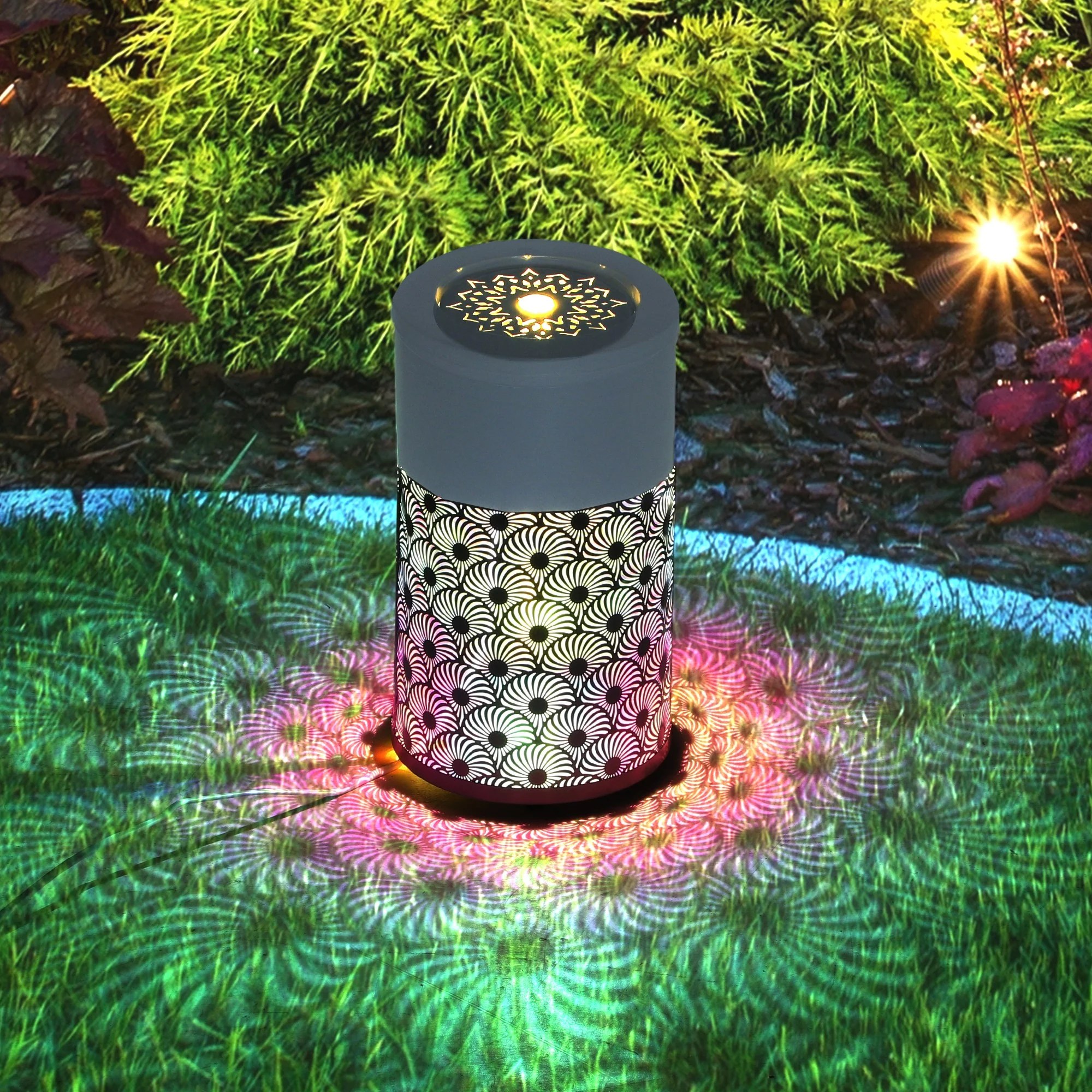 Outsunny Outdoor Waterfall Fountain Water Feature with LED, Light Grey - Image 2
