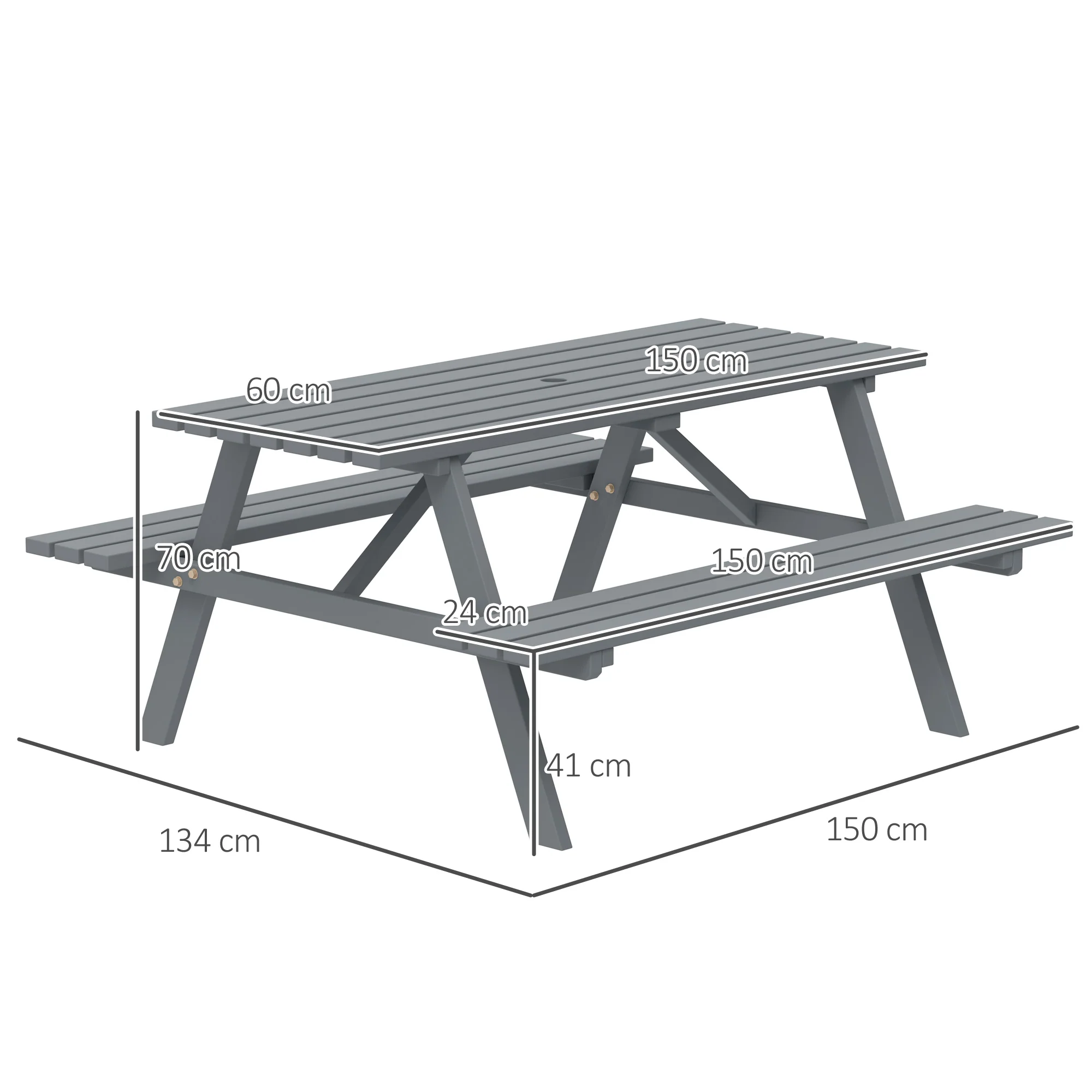 Outsunny Outdoor Wooden Picnic Table Bench Garden Patio Pub Chair 4 Seats - Image 5