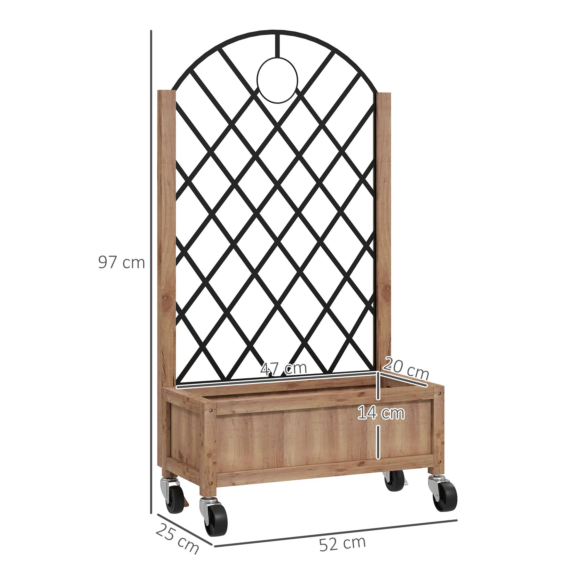 Outsunny Pack of 2 Wooden Raised Bed, Outdoor Planter Box w/ Metal Trellis - Image 5