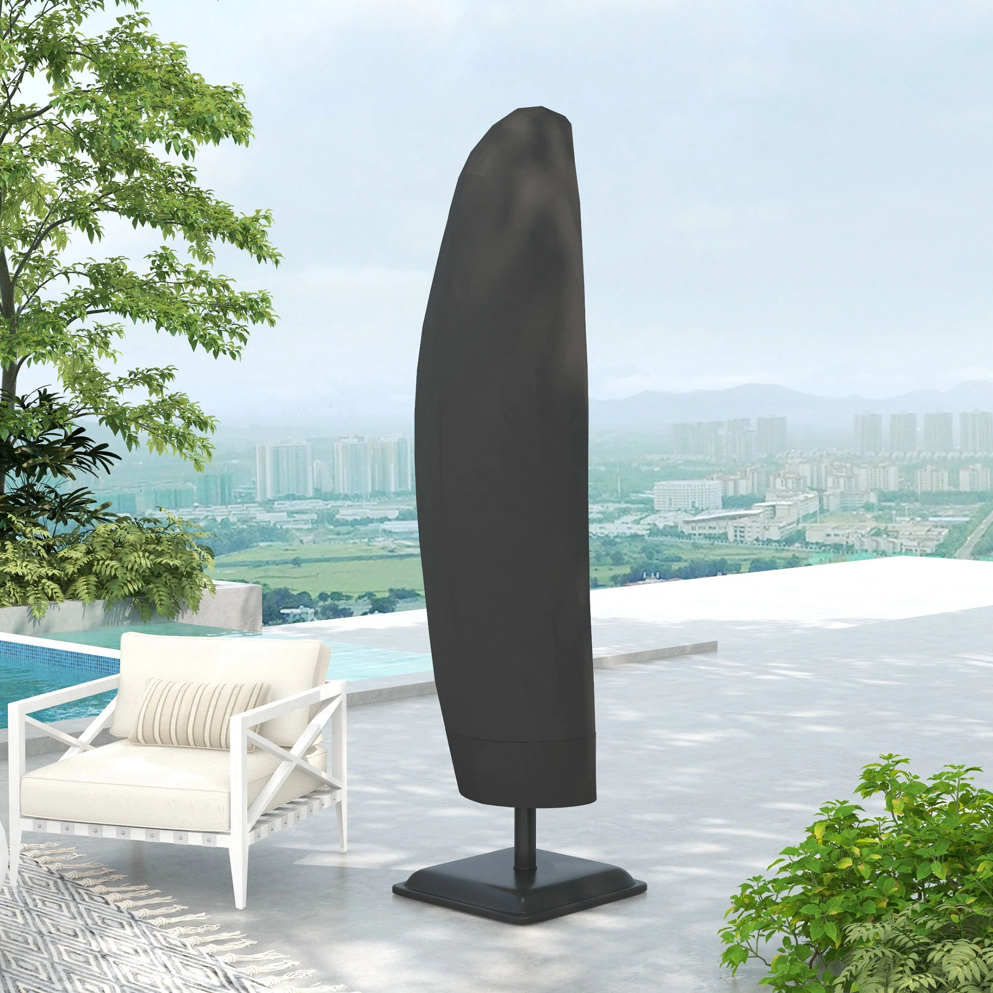 Outsunny Parasol Cover, Patio Cantilever Cover, Banana Umbrella Cover Black - Image 2