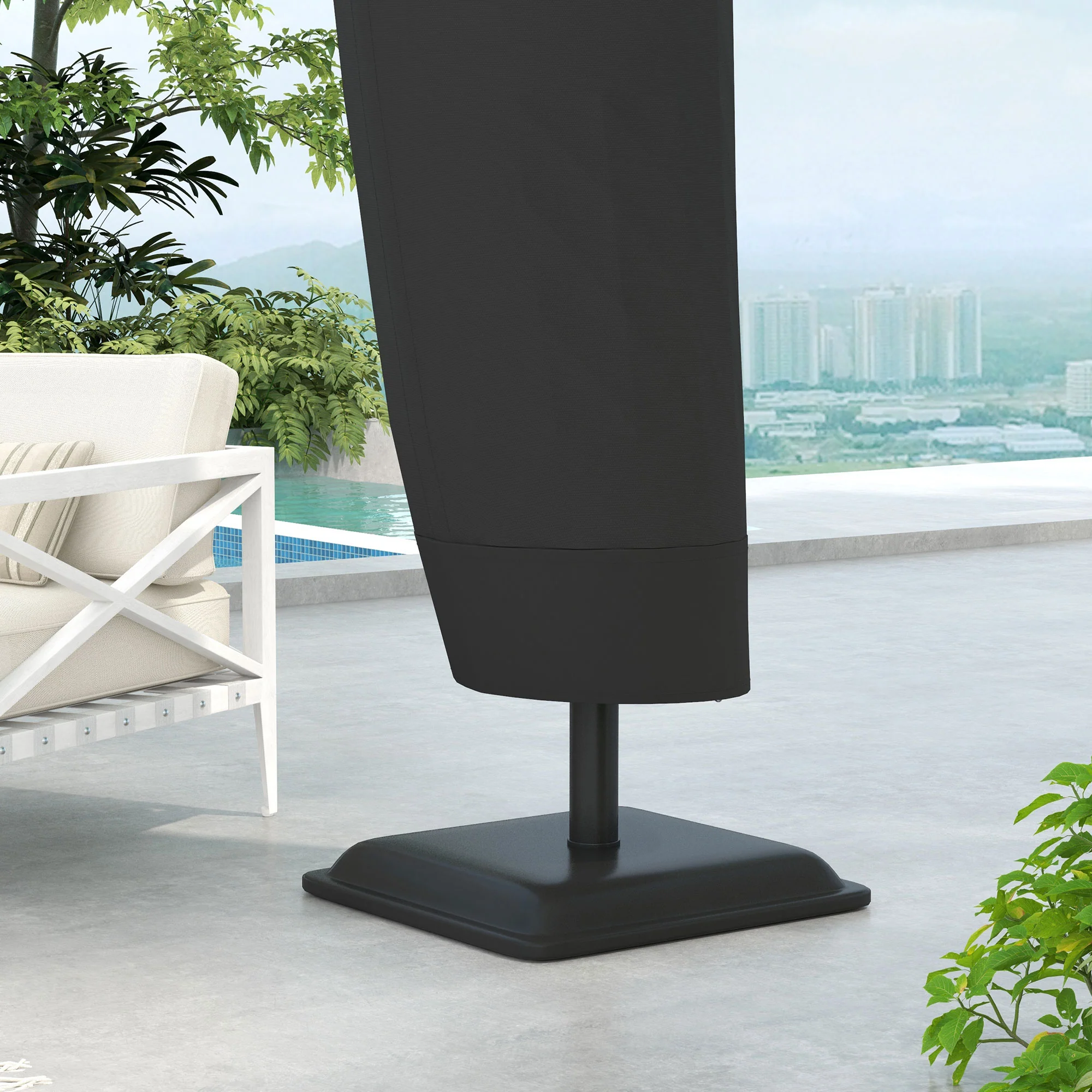 Outsunny Parasol Cover, Patio Cantilever Cover, Banana Umbrella Cover Black - Image 6