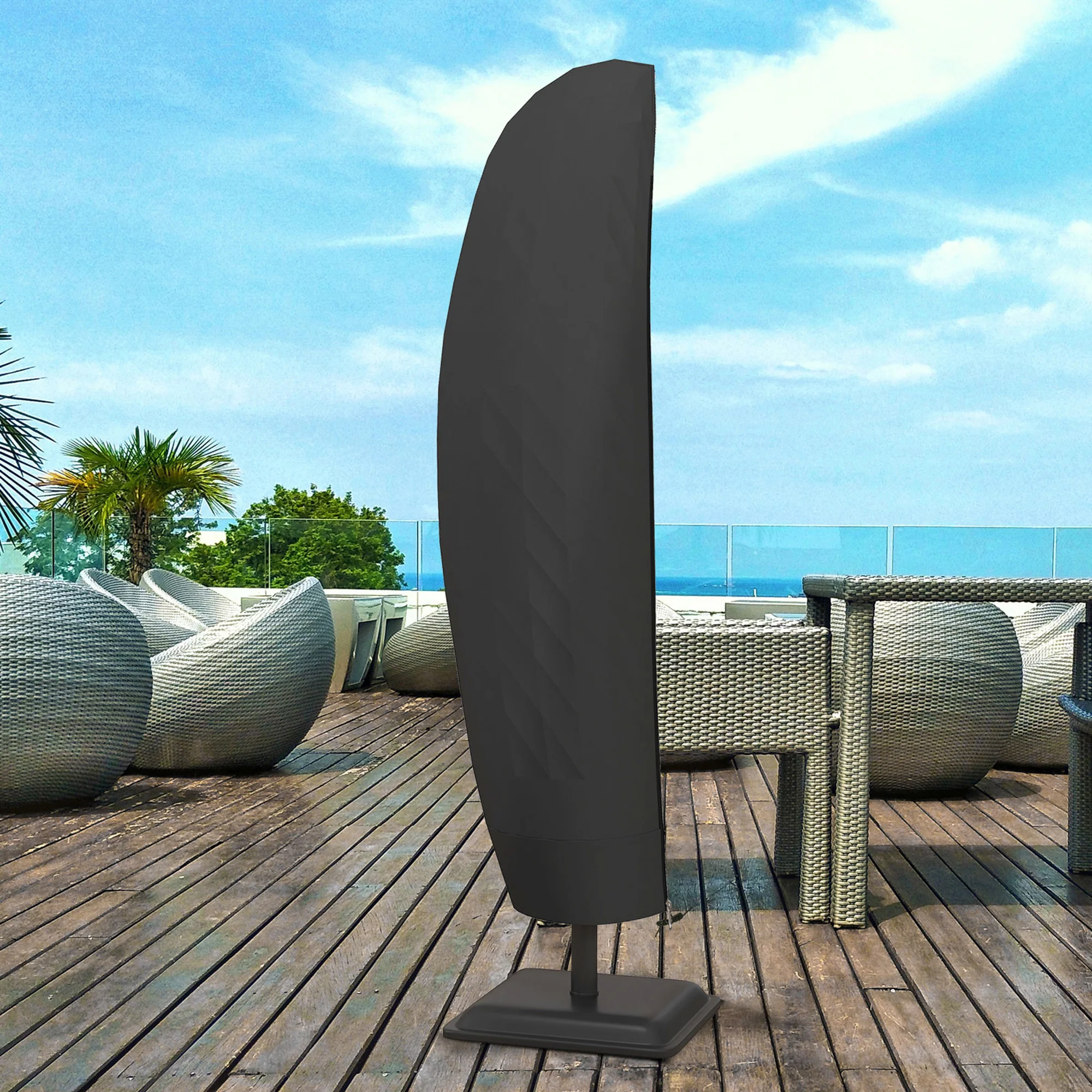 Outsunny Parasol Cover, Patio Cantilever Cover, Banana Umbrella Cover Black - Image 7