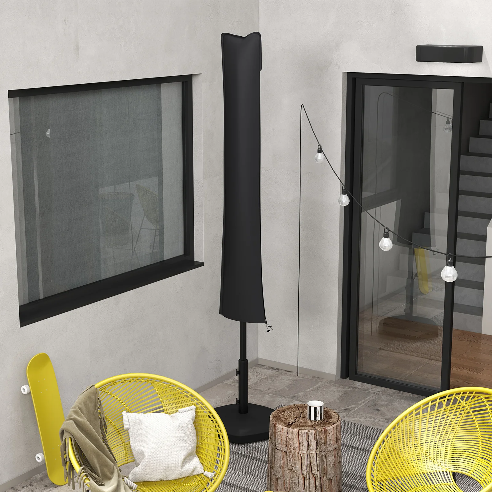 Outsunny Parasol Cover, Patio Cantilever Cover, Banana Umbrella Cover, Black - Image 2