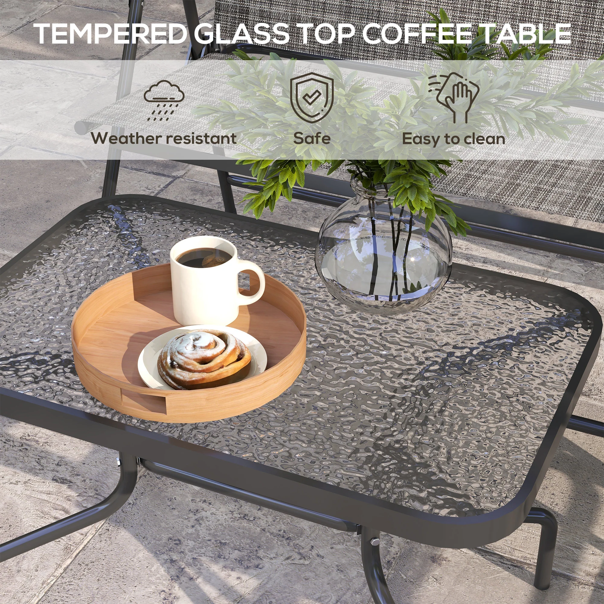 Outsunny Patio Furniture Set, Garden Set w/ Table, Foldable Chairs, a Loveseat - Image 6