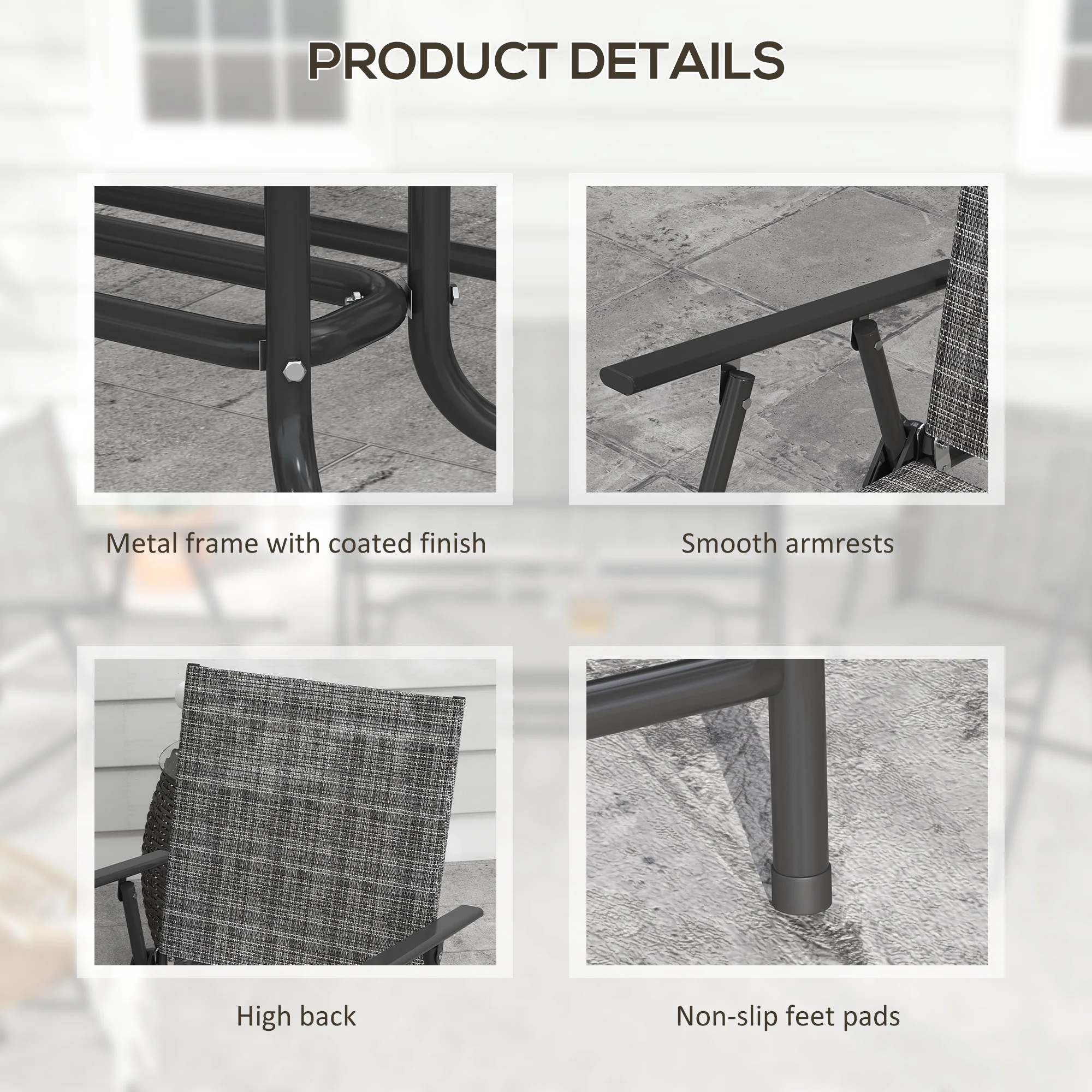 Outsunny Patio Furniture Set, Garden Set w/ Table, Foldable Chairs, a Loveseat - Image 7