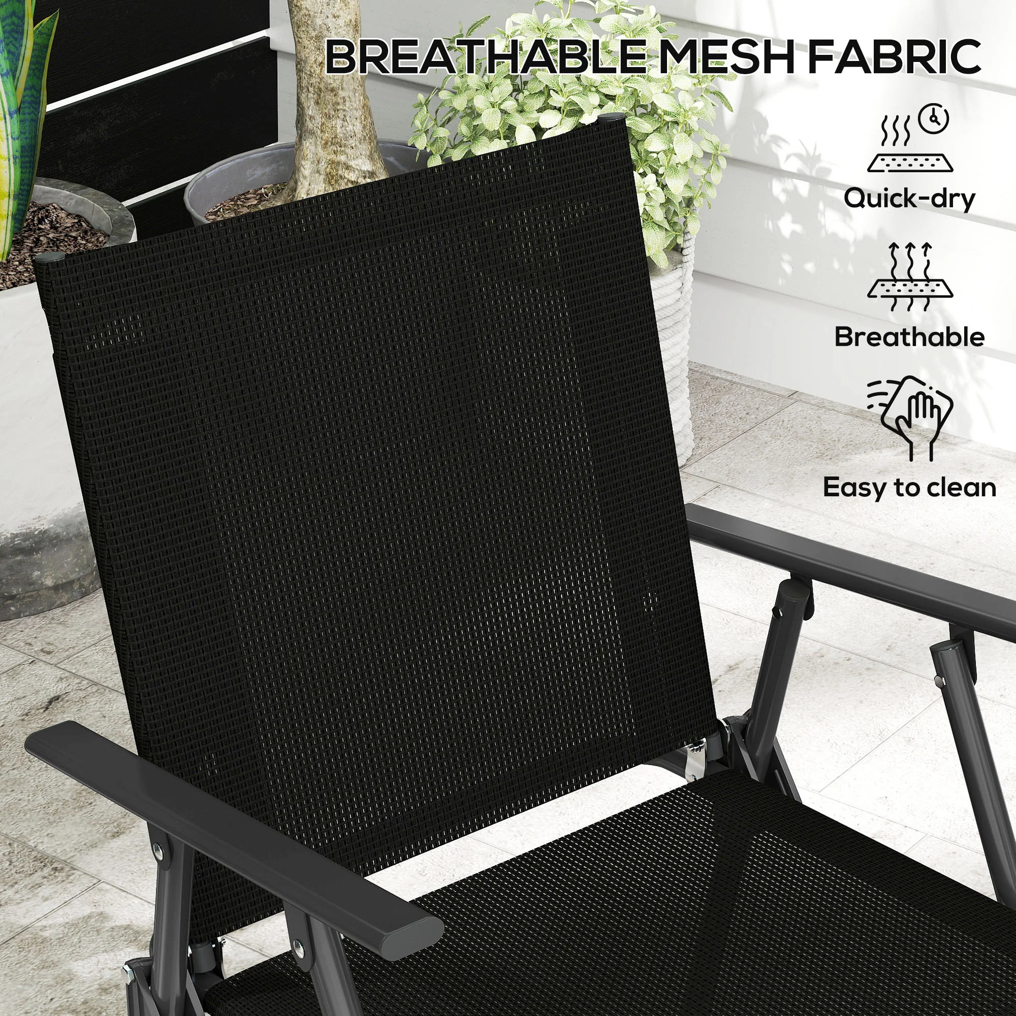 Outsunny Patio Furniture Set, Garden Set w/ Table, Foldable Chairs, a Loveseat - Image 3