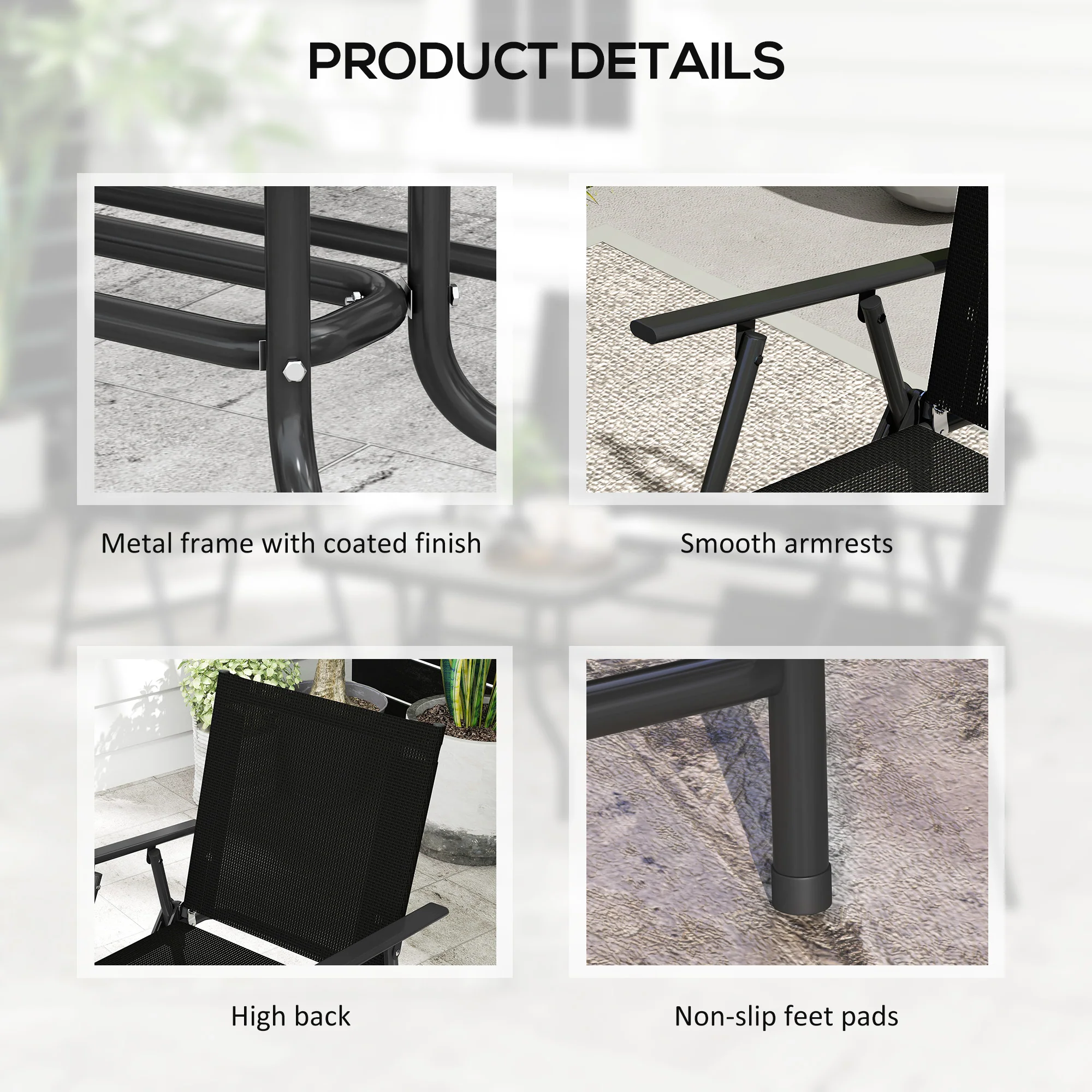 Outsunny Patio Furniture Set, Garden Set w/ Table, Foldable Chairs, a Loveseat - Image 7