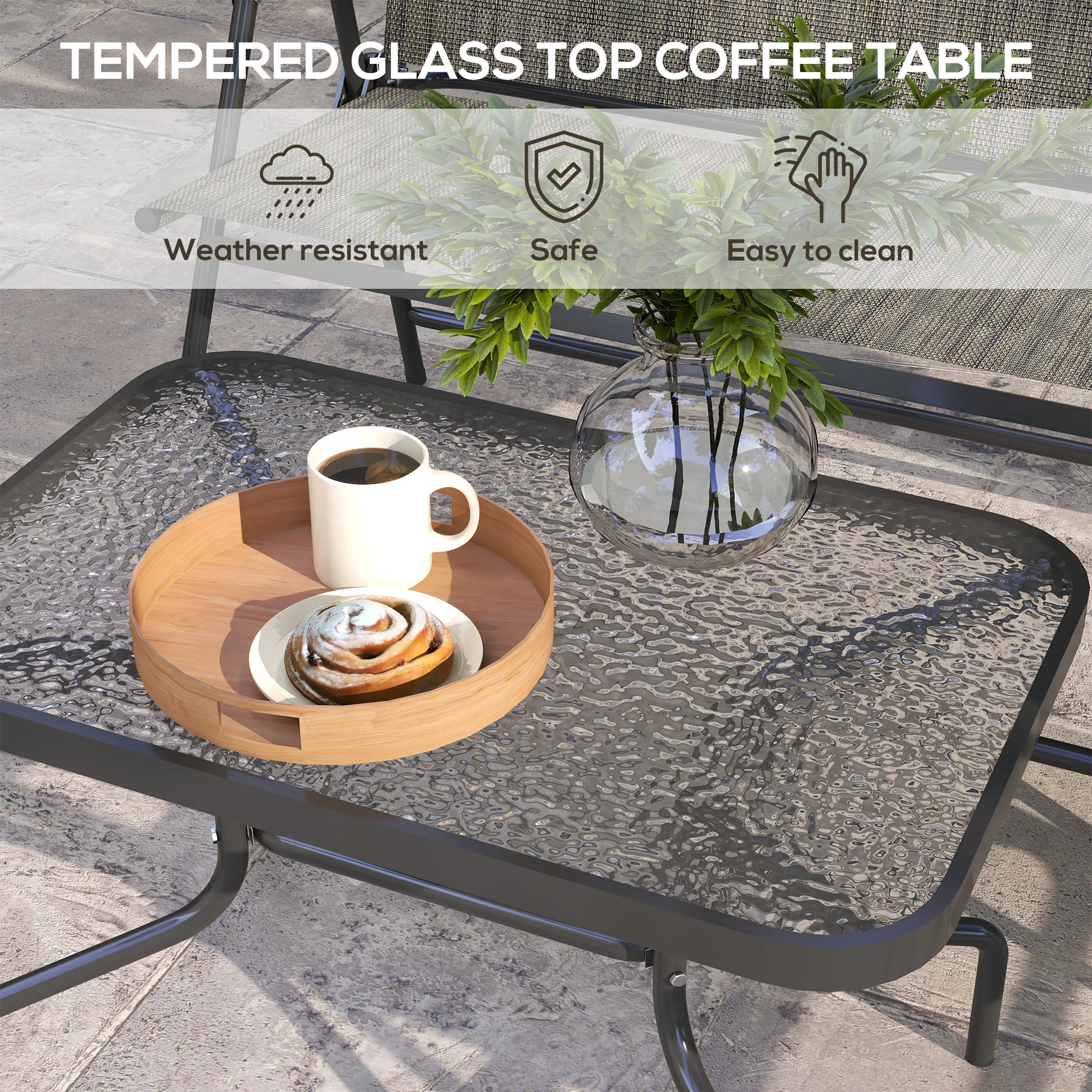 Outsunny Patio Furniture Set, Garden Set w/ Table, Foldable Chairs, a Loveseat - Image 6