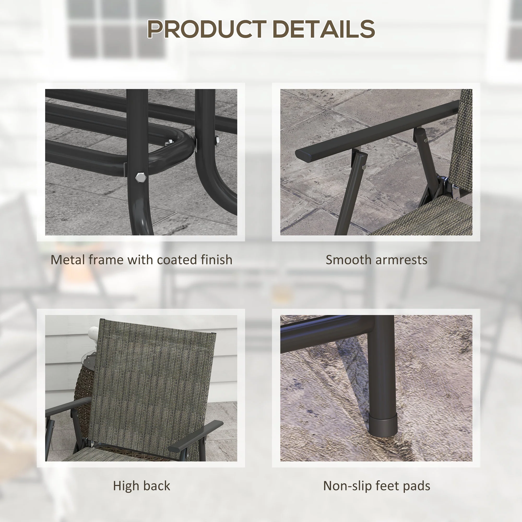 Outsunny Patio Furniture Set, Garden Set w/ Table, Foldable Chairs, a Loveseat - Image 7