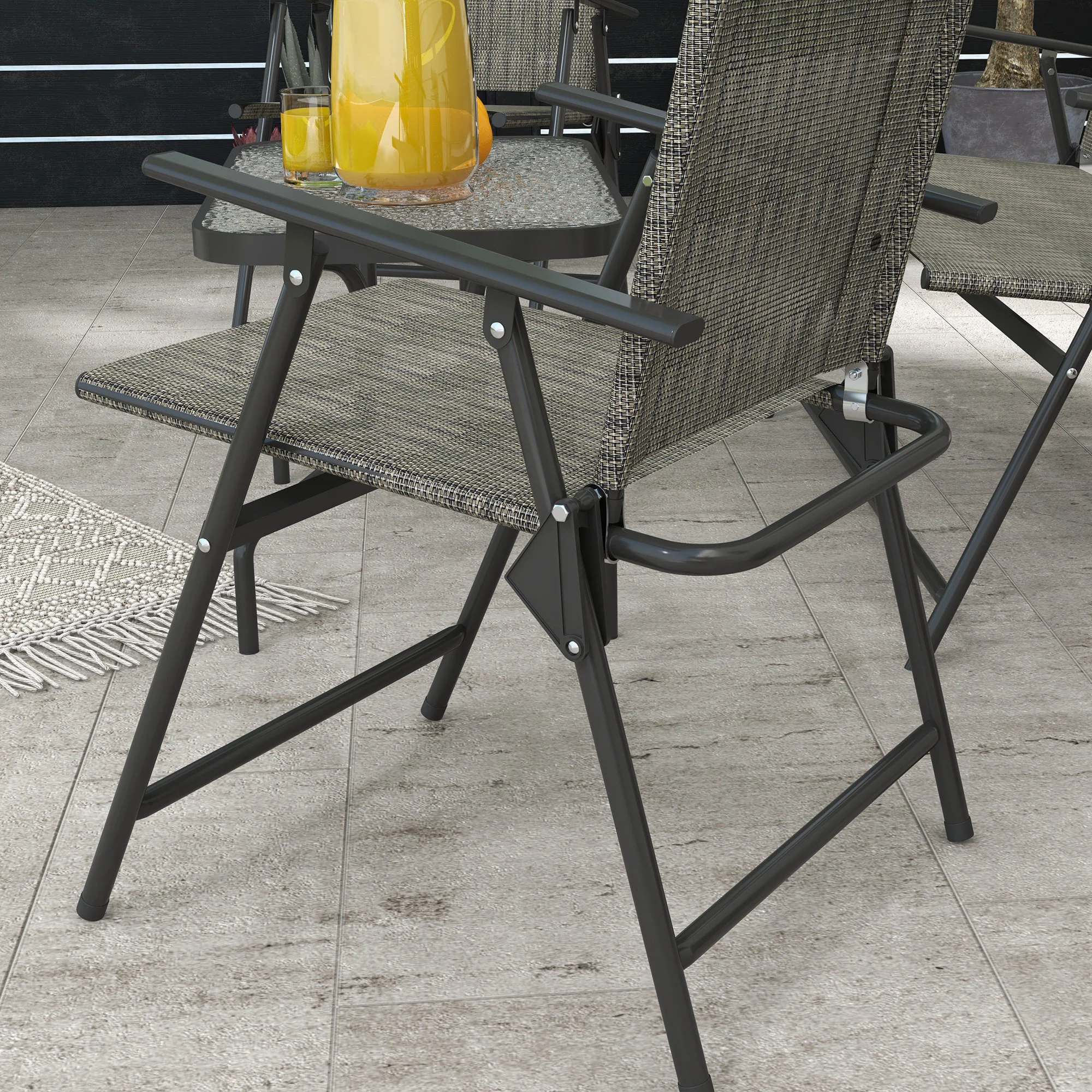 Outsunny Patio Furniture Set, Garden Set w/ Table, Foldable Chairs, a Loveseat - Image 9