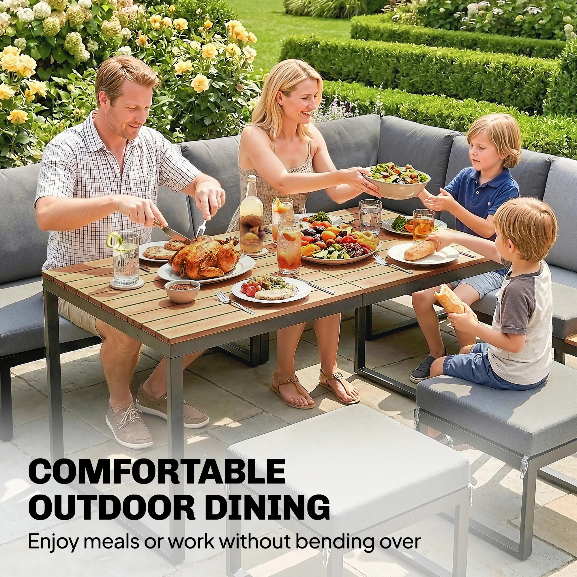 Outsunny Patio Furniture Set Modular 6 Pieces Grey - Image 4