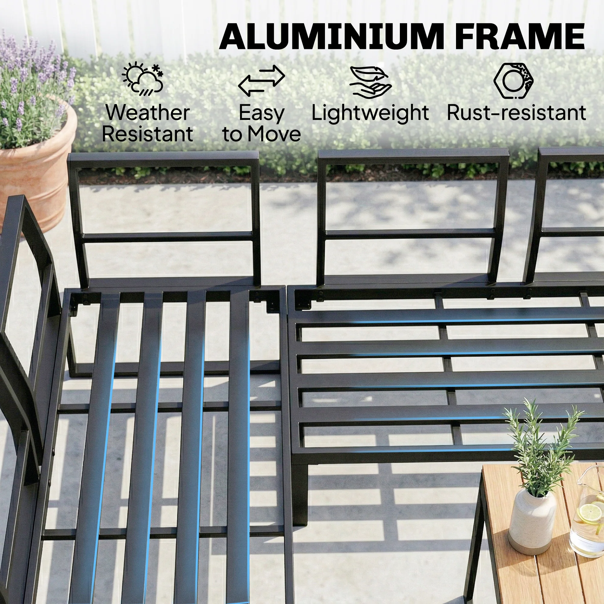 Outsunny Patio Furniture Set Modular 6 Pieces Grey - Image 6