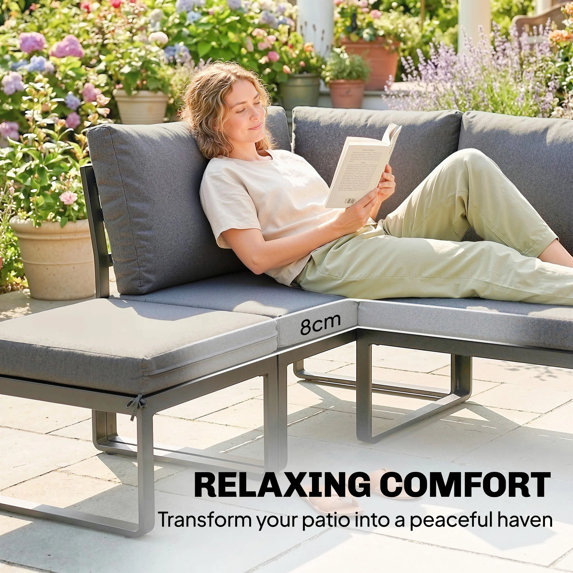 Outsunny Patio Furniture Set Modular 6 Pieces Grey - Image 7