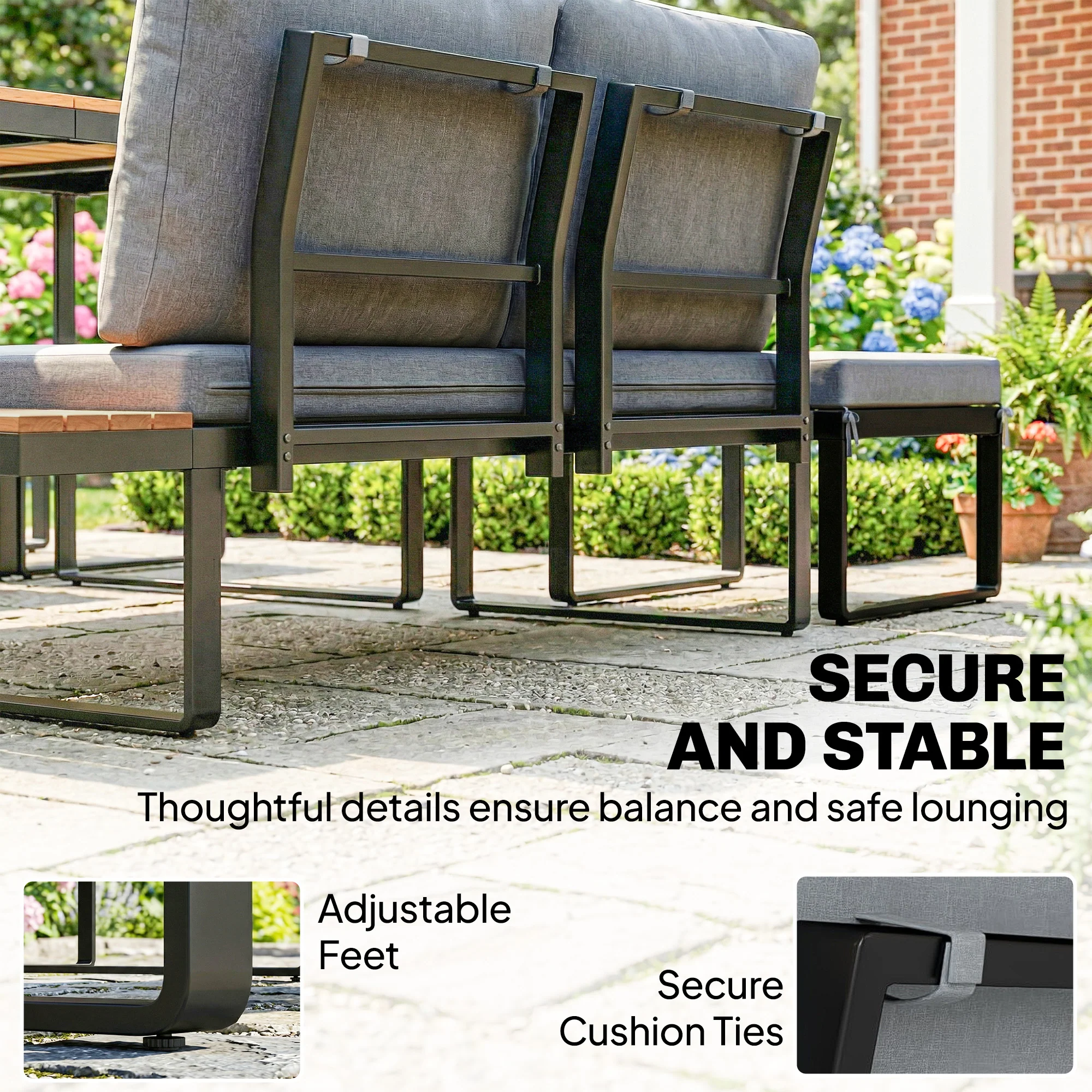Outsunny Patio Furniture Set Modular 6 Pieces Grey - Image 9