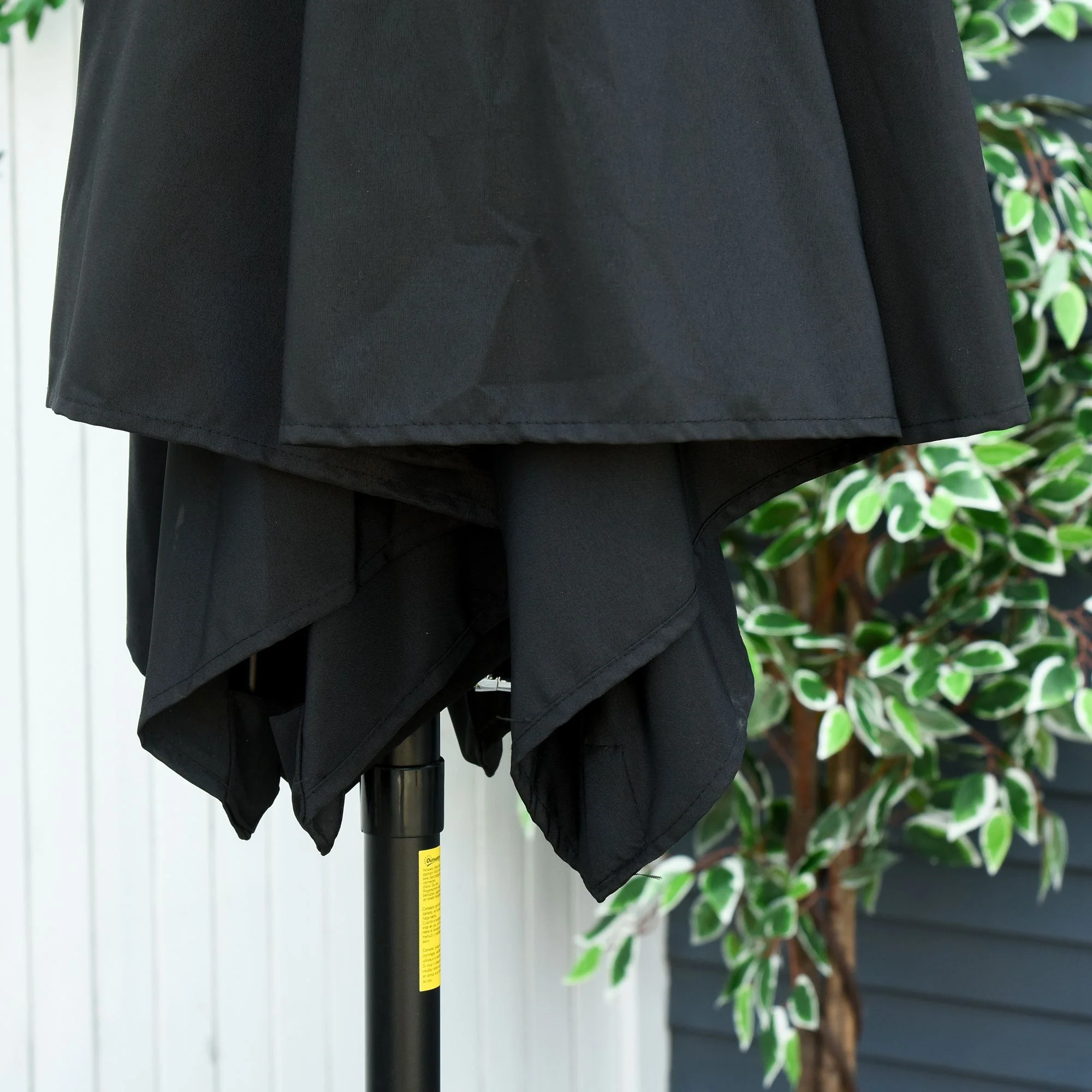 Outsunny Patio Umbrella Parasol Sun Shade Garden Aluminium Black 2.7M - Image 9