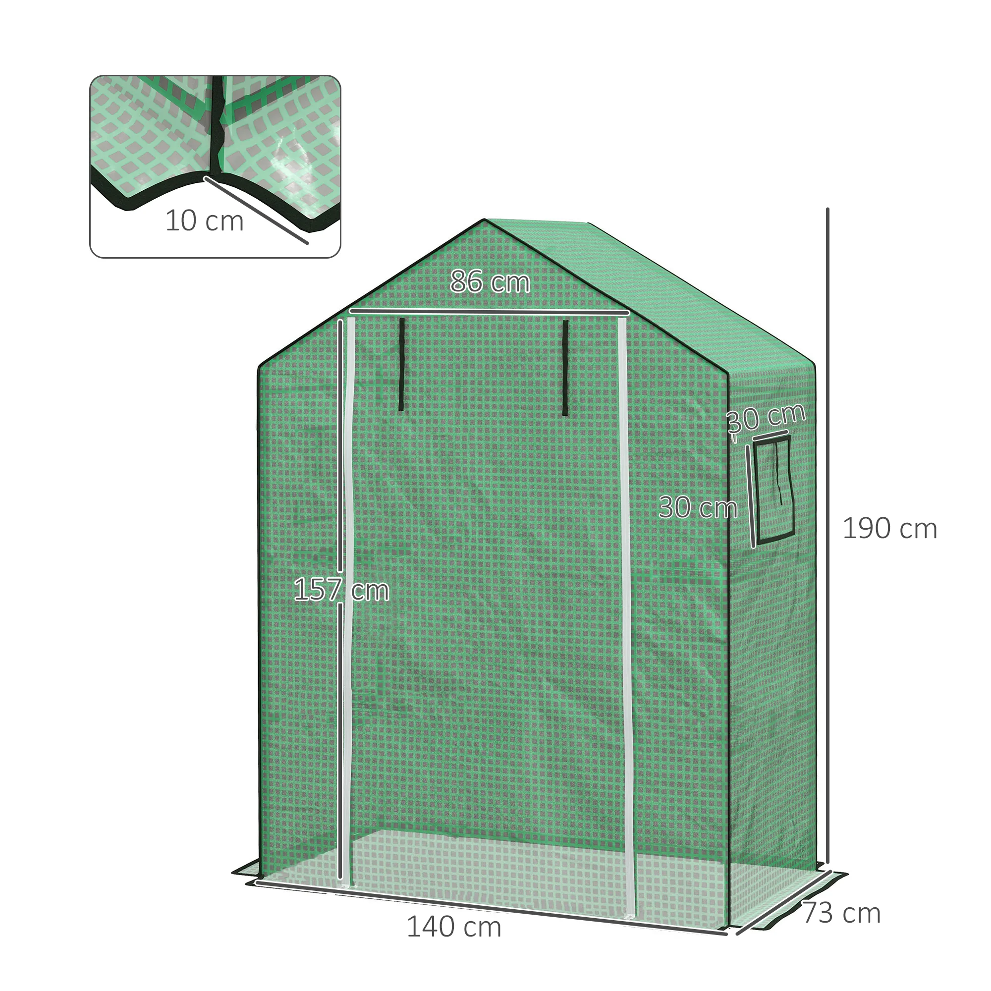 Outsunny PE Greenhouse Cover Replacement with Door and Mesh Windows, Green - Image 5