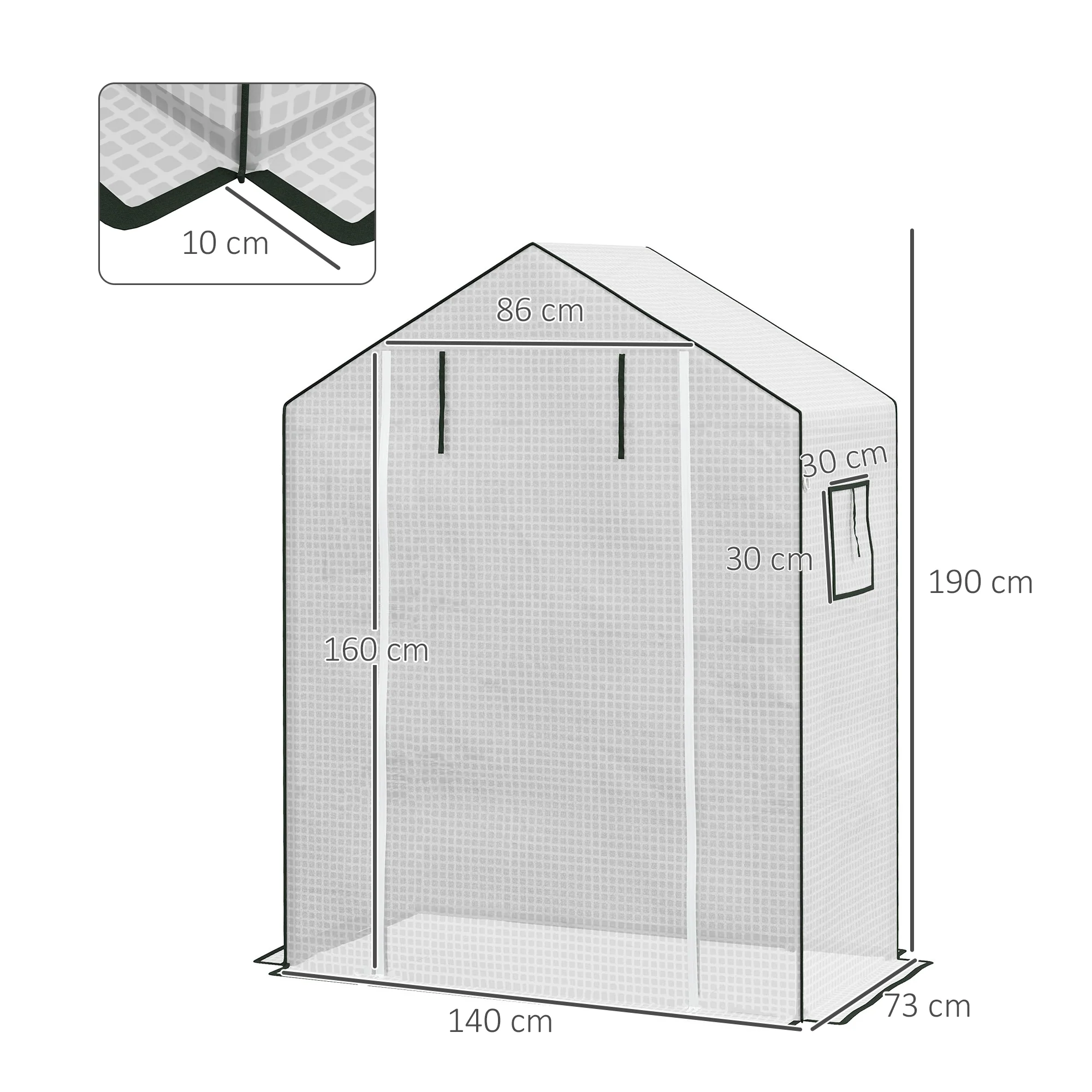 Outsunny PE Greenhouse Cover Replacement with Door and Mesh Windows, White - Image 5