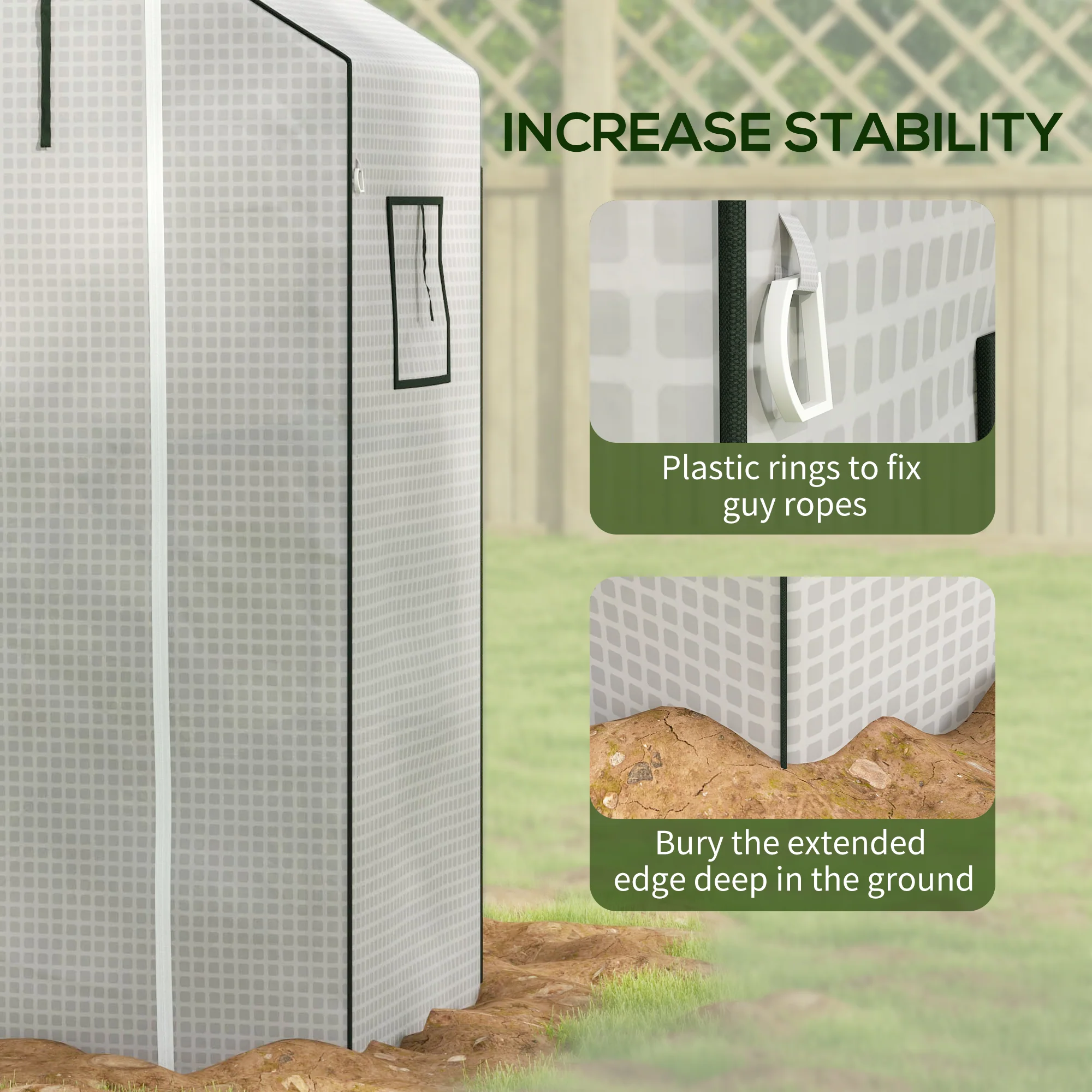Outsunny PE Greenhouse Cover Replacement with Door and Mesh Windows, White - Image 7