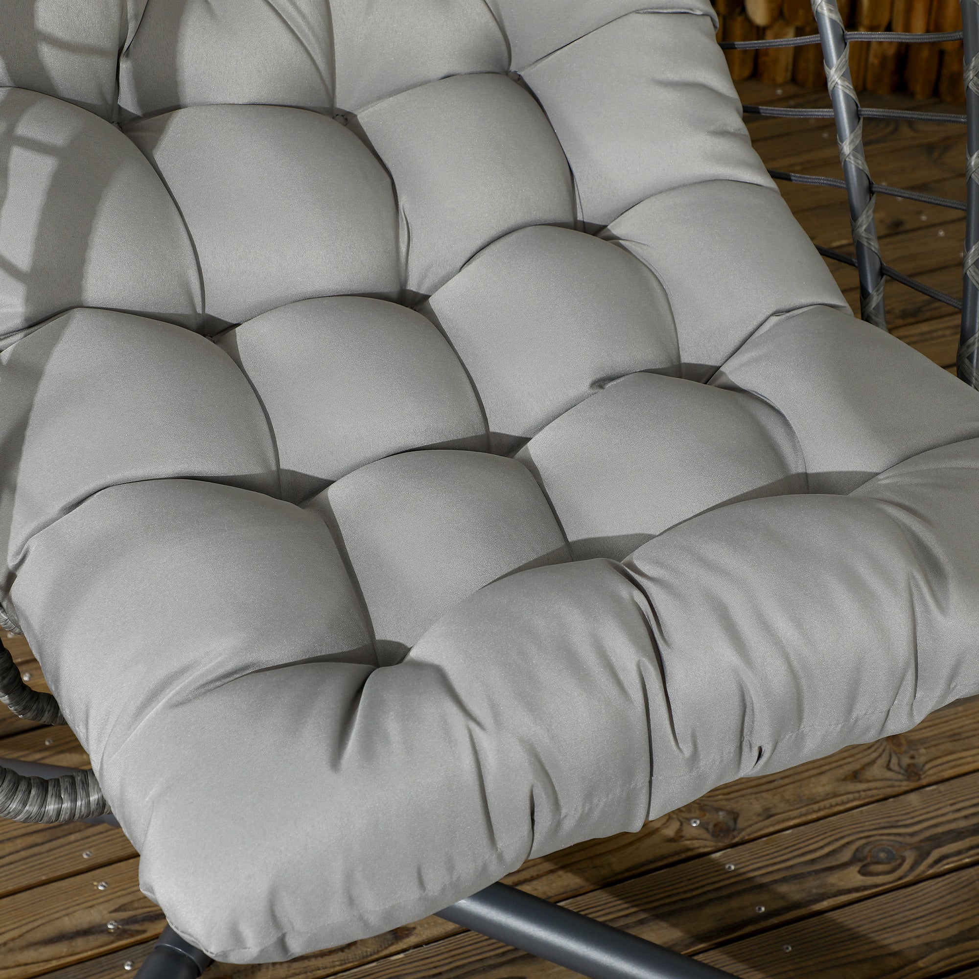 Outsunny PE Hanging Swing Chair w/ Thick Cushion, Patio Hanging Chair, Grey - Image 9