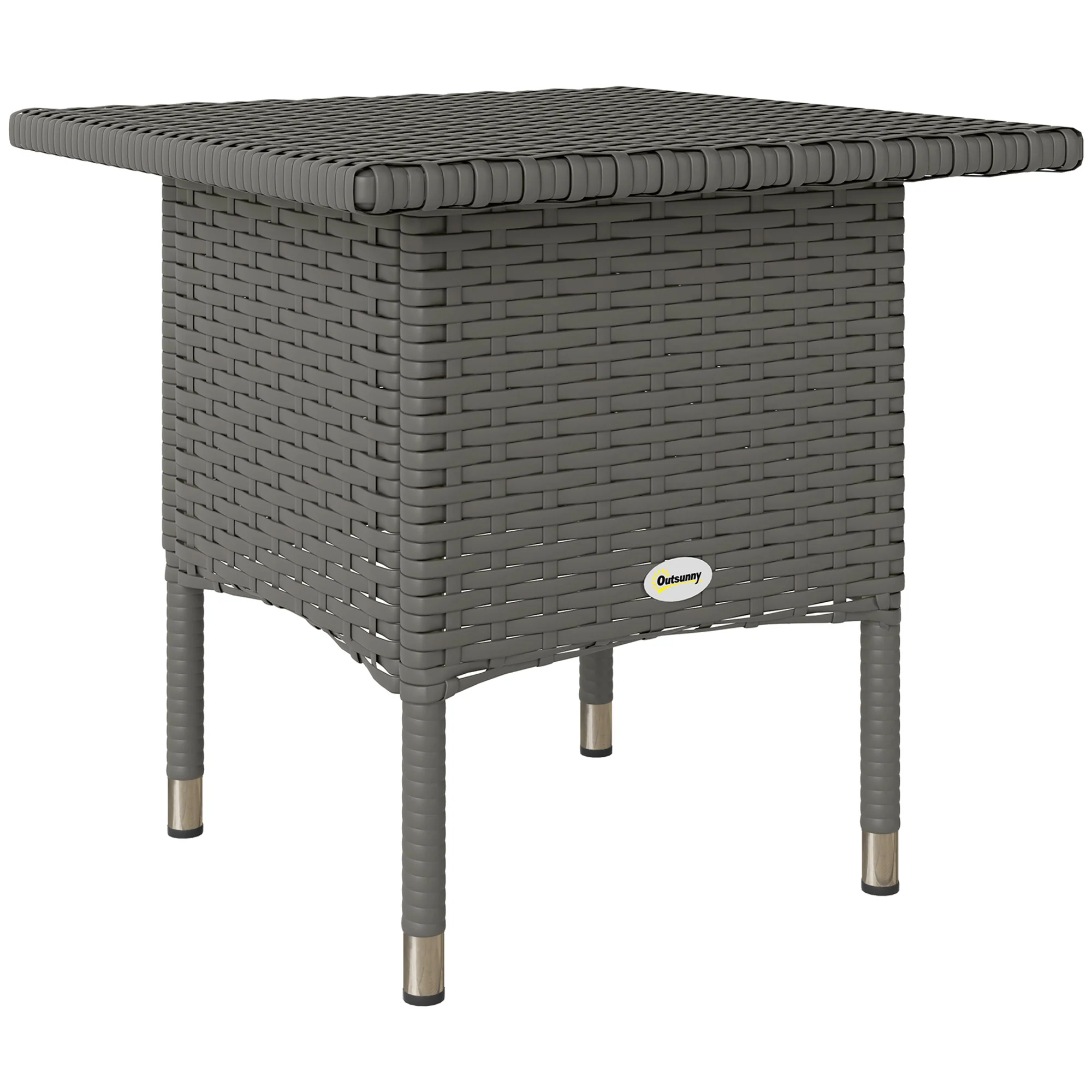 Outsunny PE Rattan Outdoor Coffee Table, Easy Match Rattan Side Table - Image 10