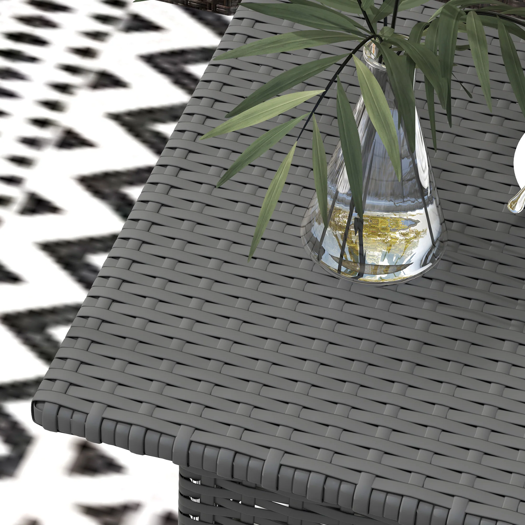 Outsunny PE Rattan Outdoor Coffee Table, Easy Match Rattan Side Table - Image 18