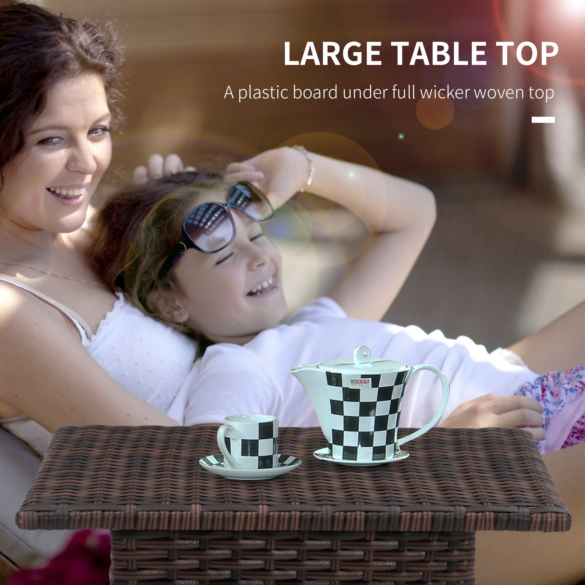 Outsunny PE Rattan Outdoor Coffee Table, Easy Match Rattan Side Table - Image 4