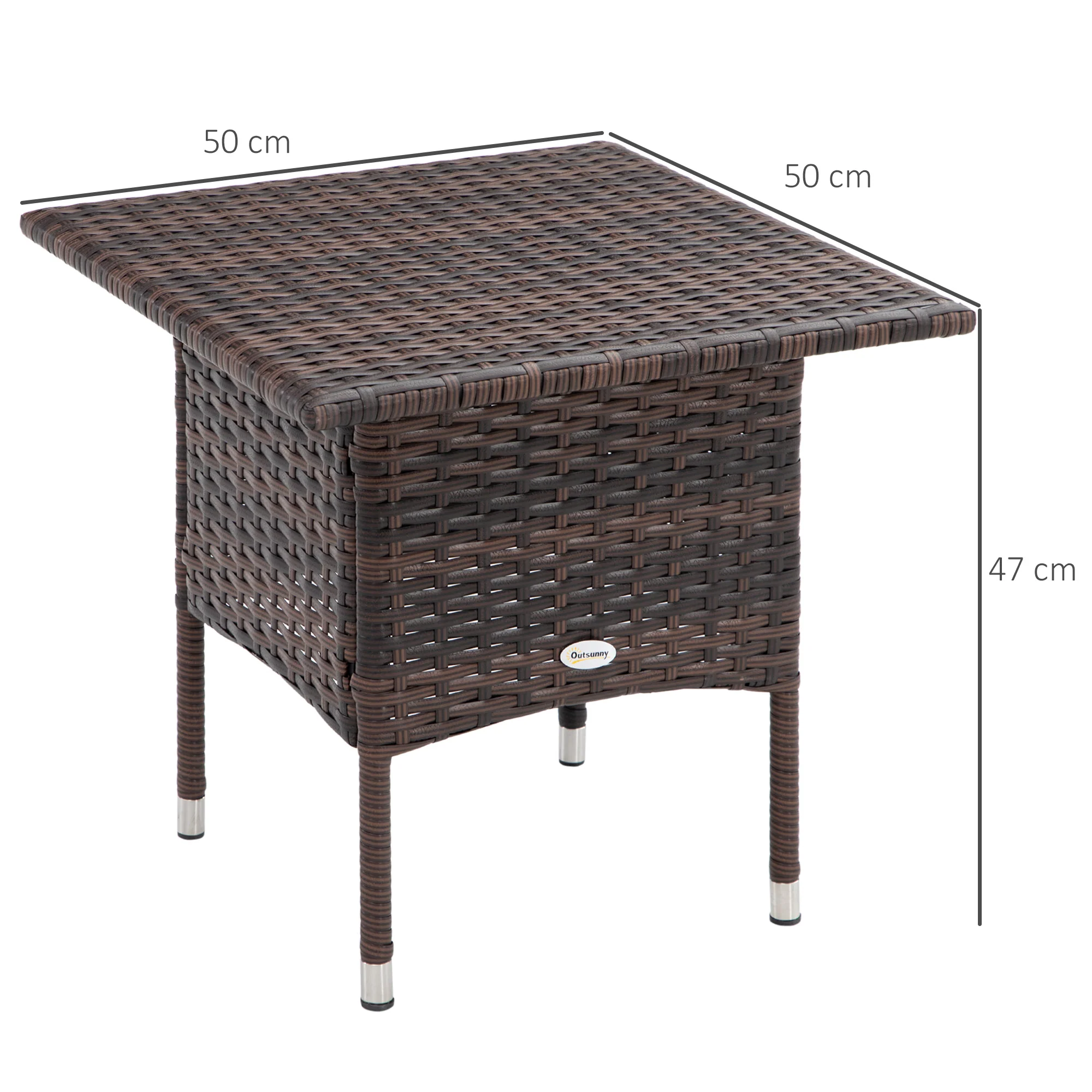 Outsunny PE Rattan Outdoor Coffee Table, Easy Match Rattan Side Table - Image 5