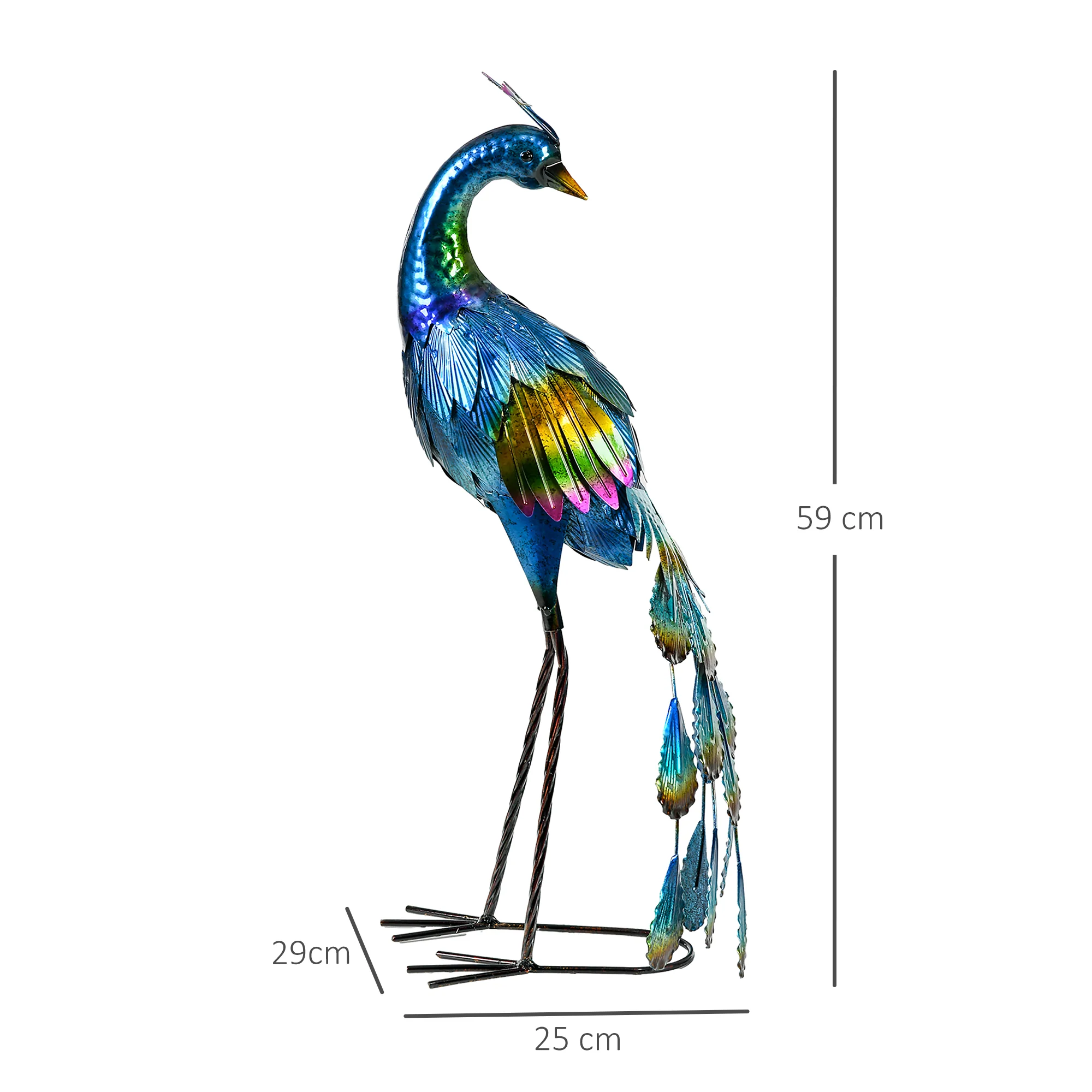 Outsunny Peacock Garden Statues Sculptures For Decorations And Gifts, Steel - Image 5