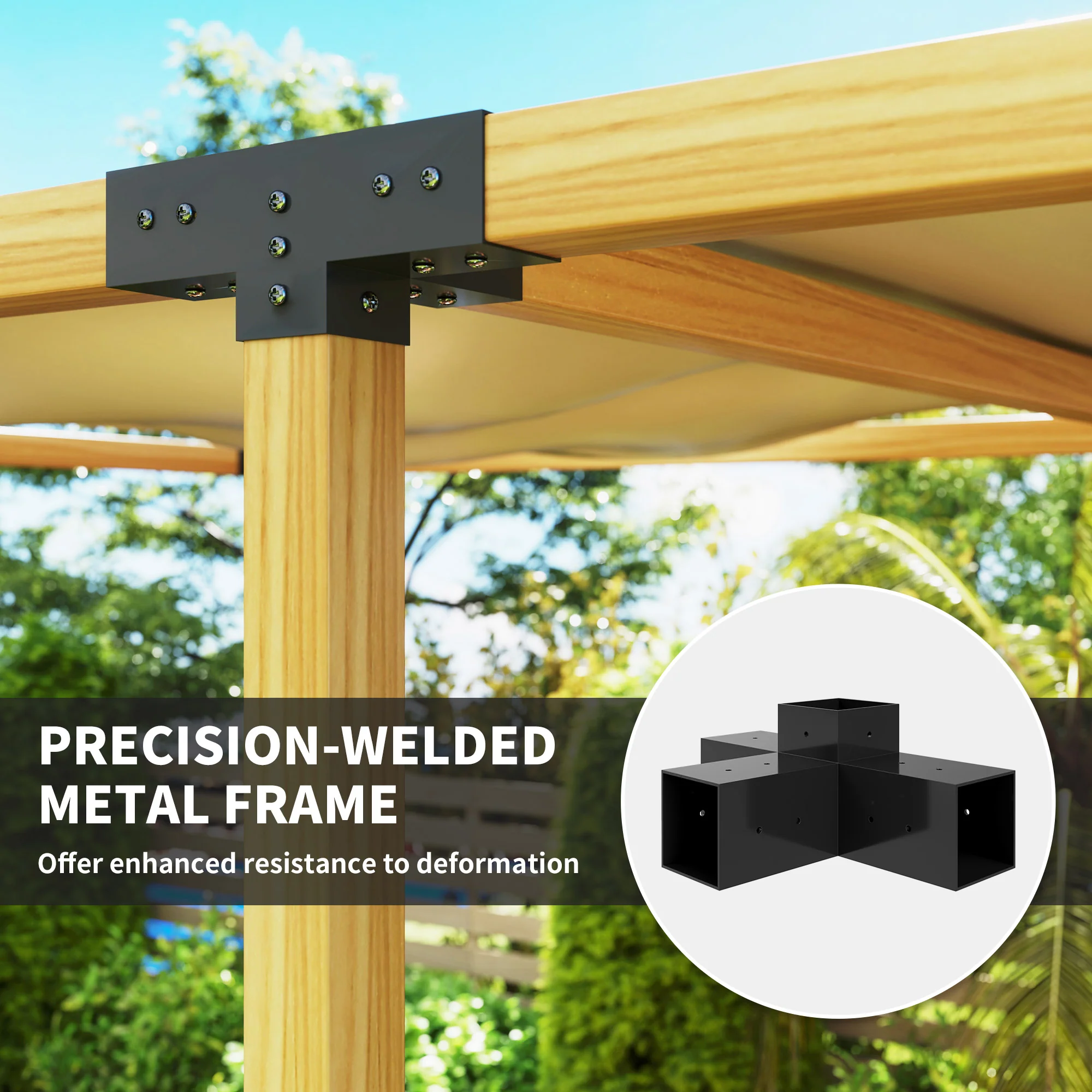 Outsunny Pergola Kit, Pergola Brackets With 3-Way & 4-Way Corner Brackets - Image 6