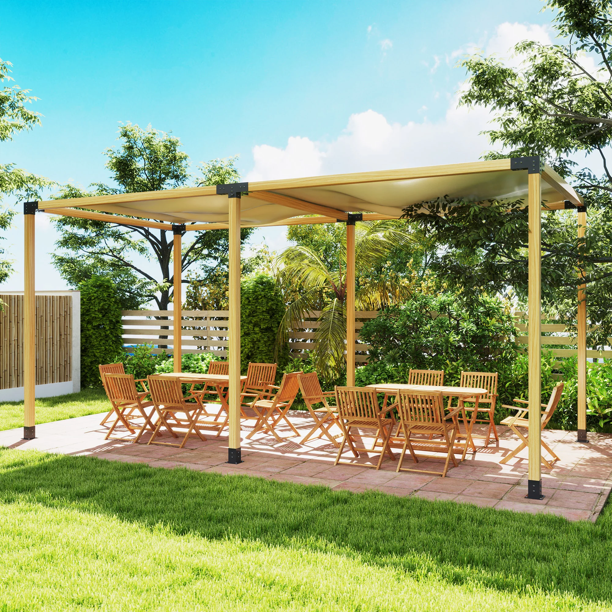 Outsunny Pergola Kit, Pergola Brackets With 3-Way & 4-Way Corner Brackets - Image 8